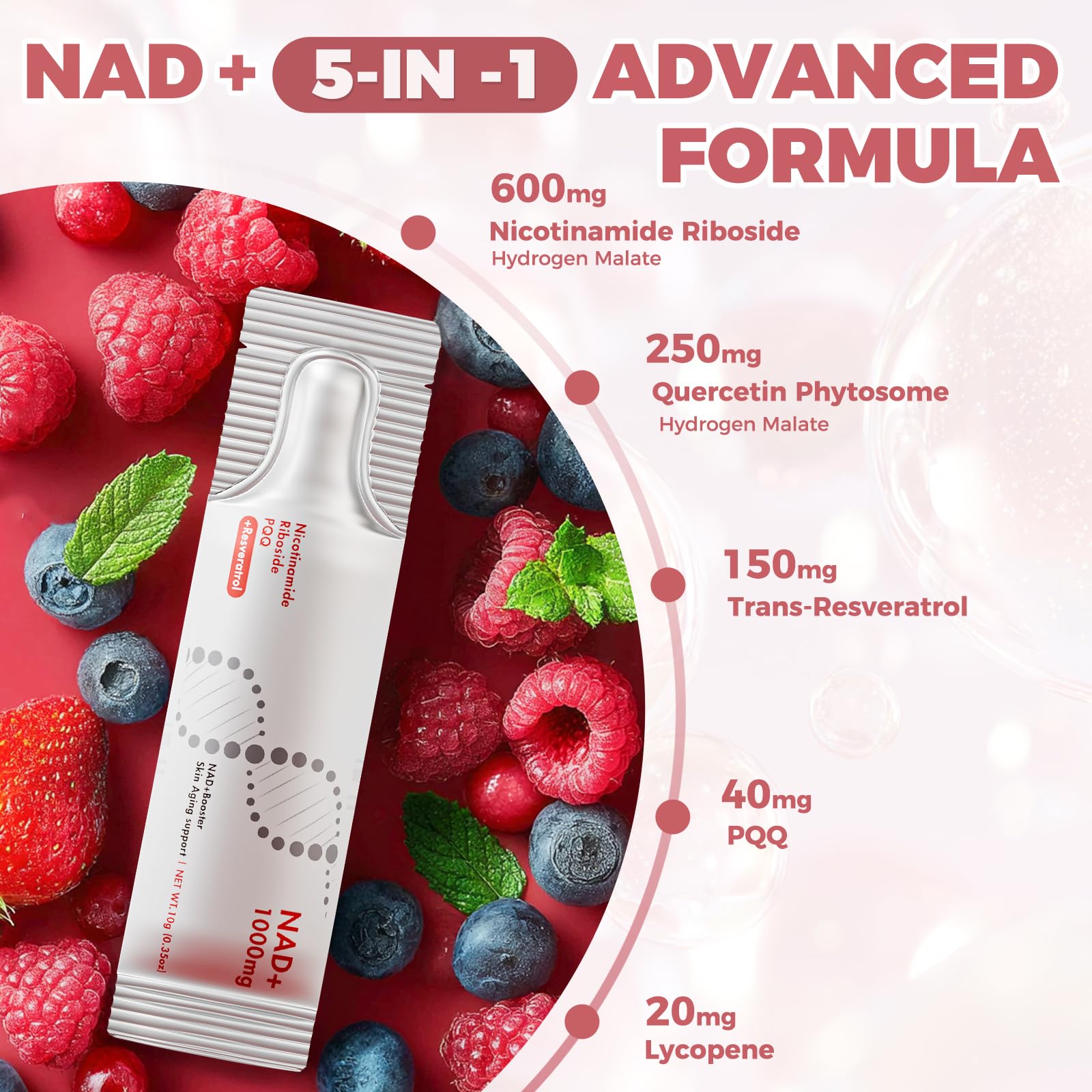 NAD+ Liquid Supplement 1000mg 30 Sachet, Nicotinamide Riboside & Resveratrol with PQQ DNA Repair Advanced NAD Supplement for Men & Women,Boosts Cellular Energy NEWOLITE uk supplements