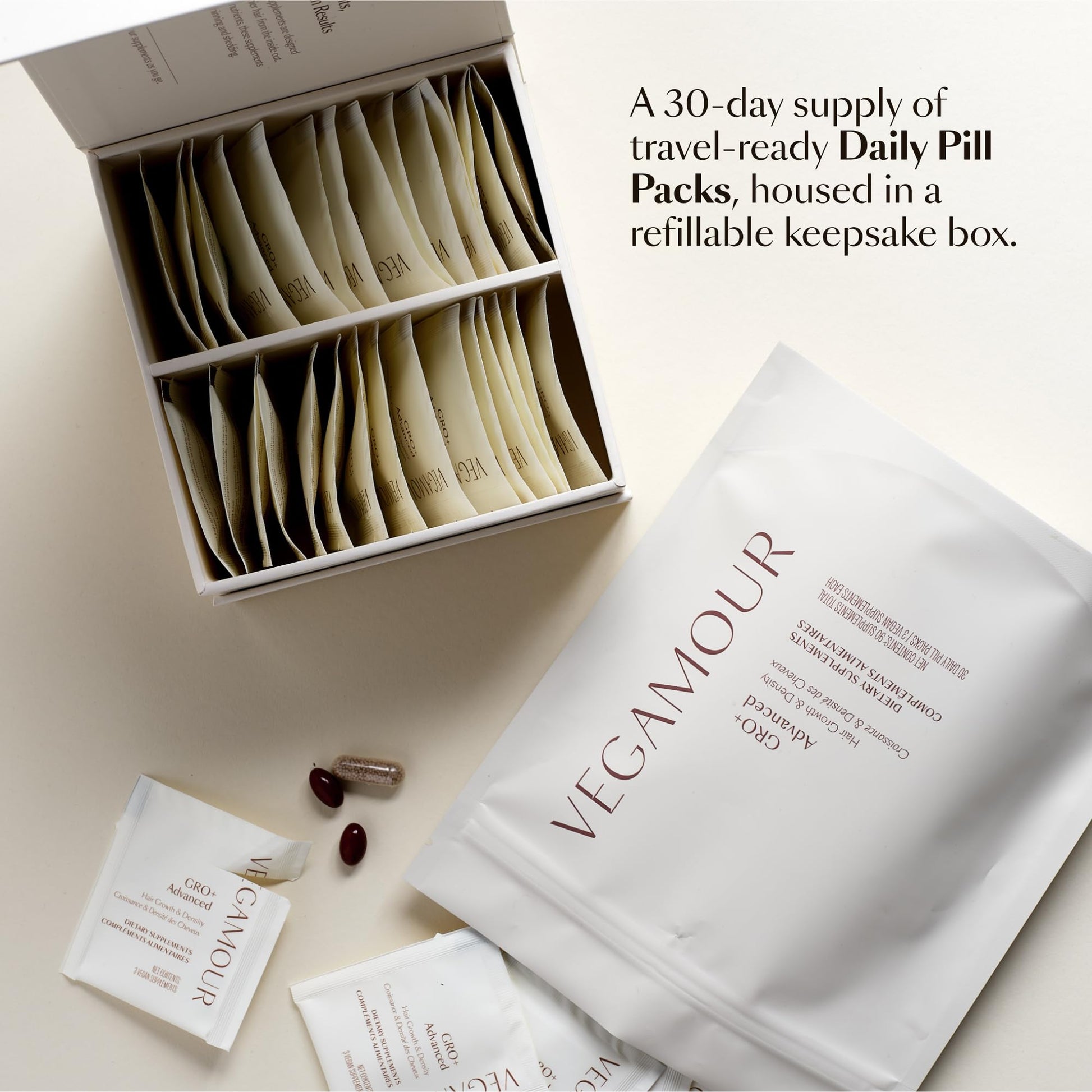 VEGAMOUR GRO+ Advanced Hair Growth Vitamin Supplements - Boosts Hair Growth & Density - 30 Pill Packs/Box VEGAMOUR uk supplements