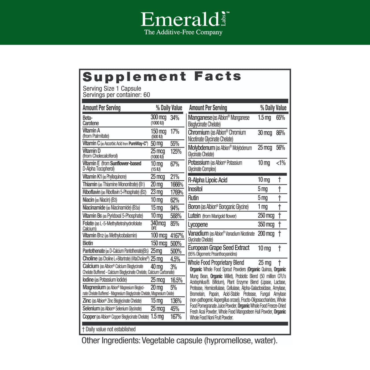 EMERALD LABS Men's 1 Daily Multi - Additive-Free Men's Multivitamin - Includes Lycopene, Zinc, Vitamin D3, & More EMERALD LABS uk supplements