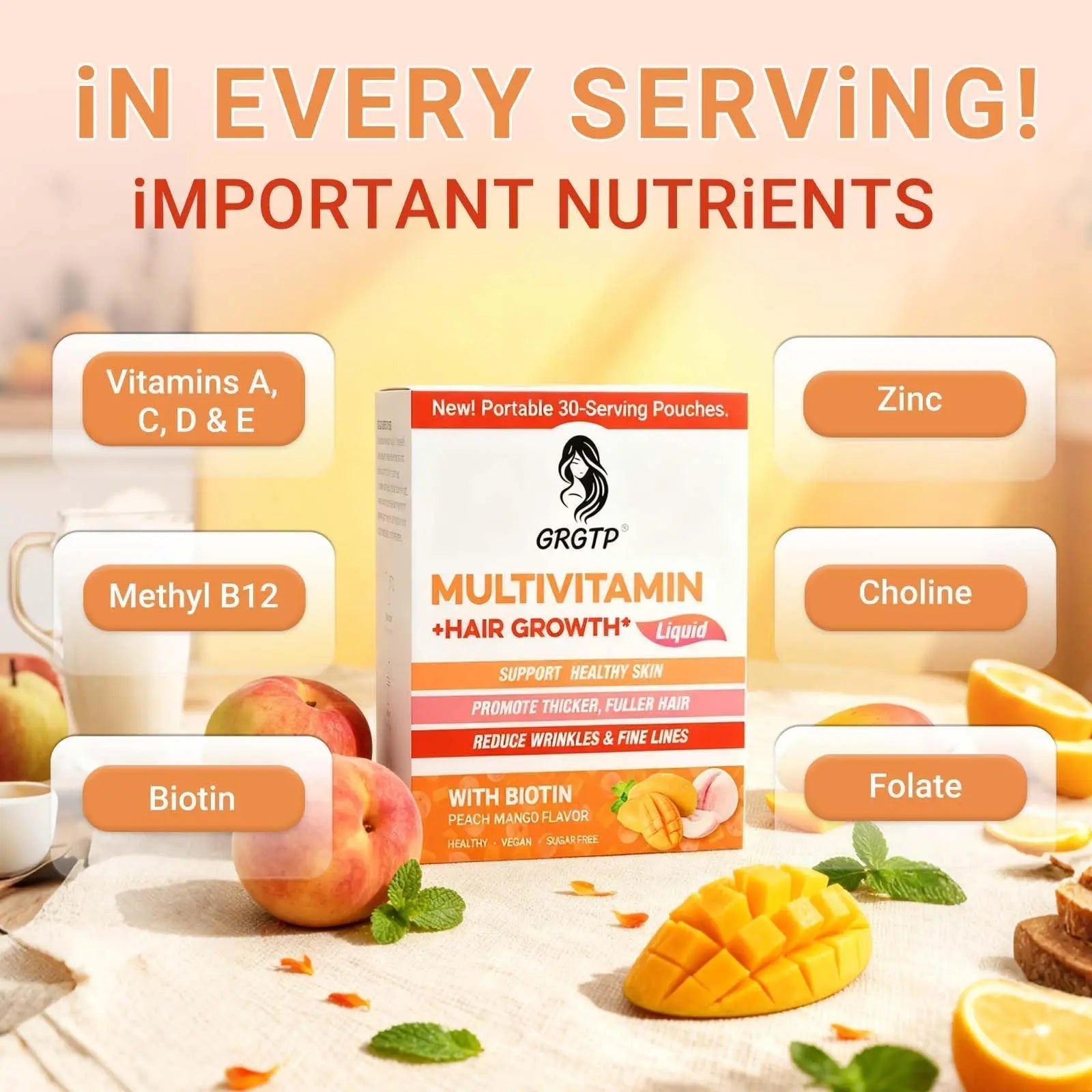 Liquid Multivitamin + Hair Growth | Biotin 10000mcg | Support Healthy Skin,Promote Thicker,Fuller Hair,Reduce Wrinkles & Fine Lines | 15.22 Fl Oz GRGTP uk supplements