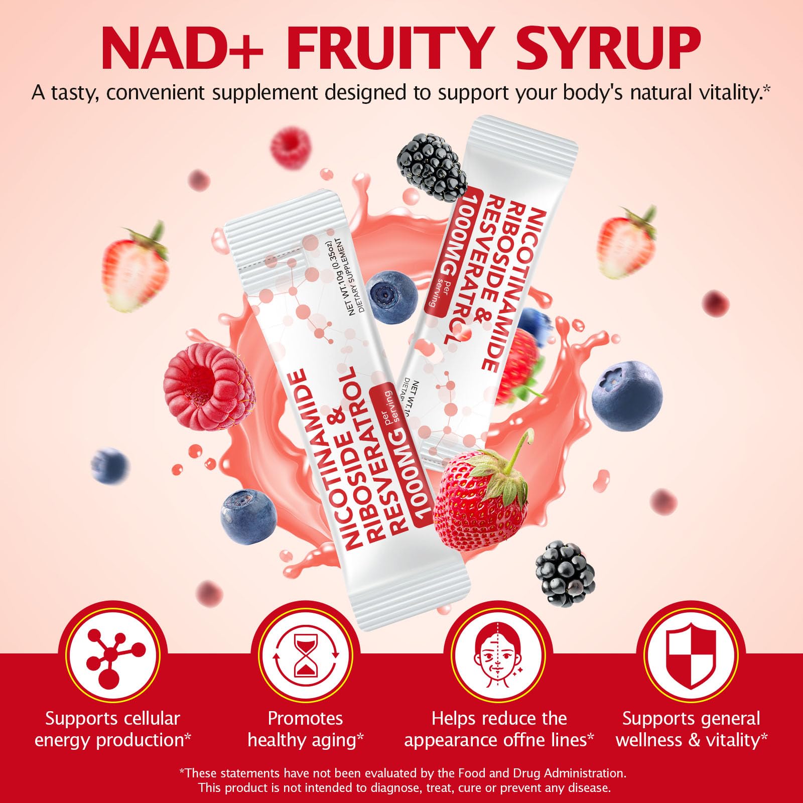 NAD+ Supplement 1000mg Liquid Packets 21pcs, Nicotinamide Riboside Resveratrol, NAD Supplements for Women Men, Anti-Aging, Repairs Cells, Support Natural Vitality Nyloriaine uk supplements