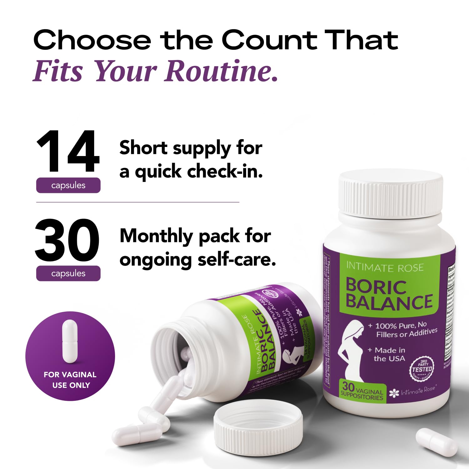 Intimate Rose Boric Acid Vaginal Suppositories, 30 Count for Feminine Deodorizing & Freshness - Vegan Capsules Intimate Rose uk supplements