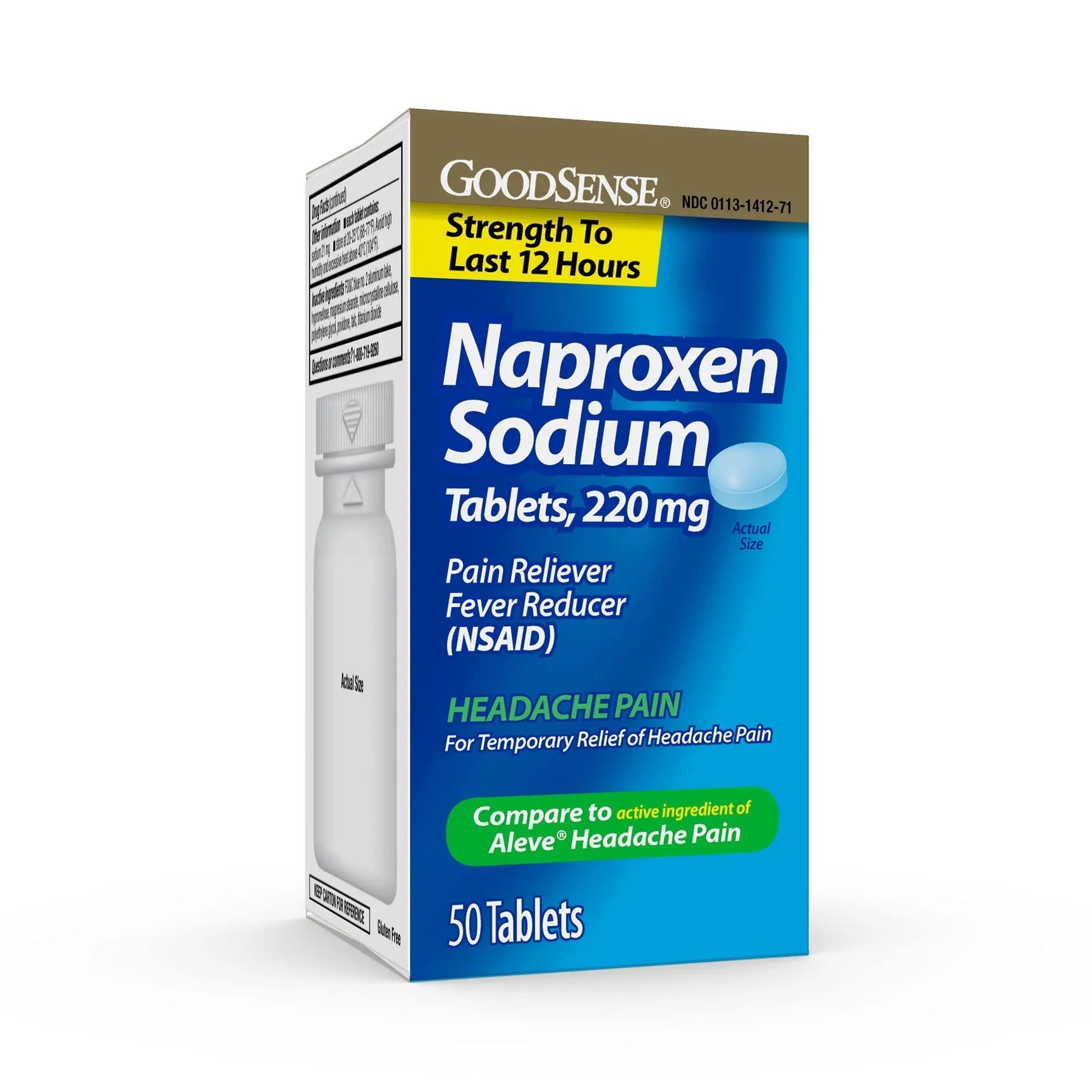 GoodSense Naproxen Sodium Tablets 220 Mg, Headache Pain, Blue, 50 Count GoodSense uk supplements
