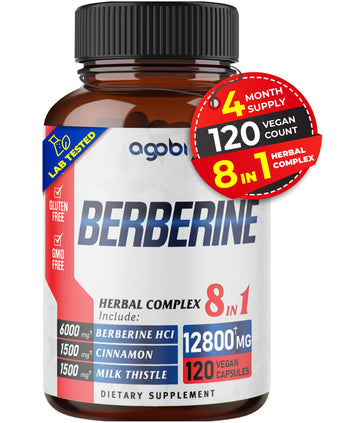 120 Capsules - Berberine Supplement 12800mg with Ceylon, Milk Thistle, Turmeric agobi uk supplements