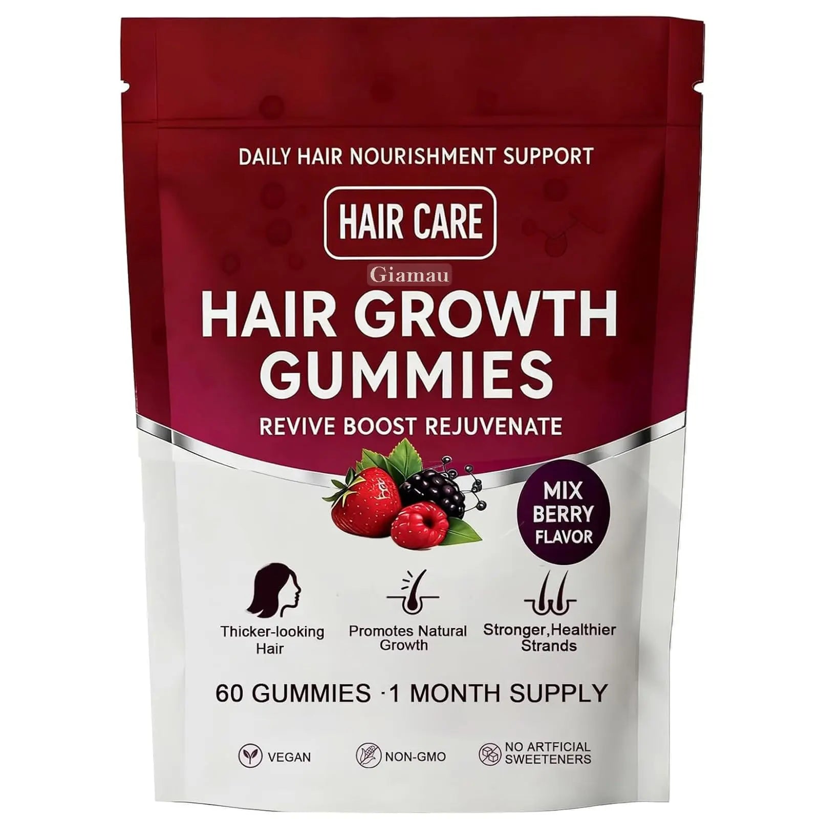 Giamau Lumin Hair Growth Gummies, 60 Vegan Gummies |Supports Healthy Hair Growth & Strength, Skin & Nail Care, | Giamau uk supplements