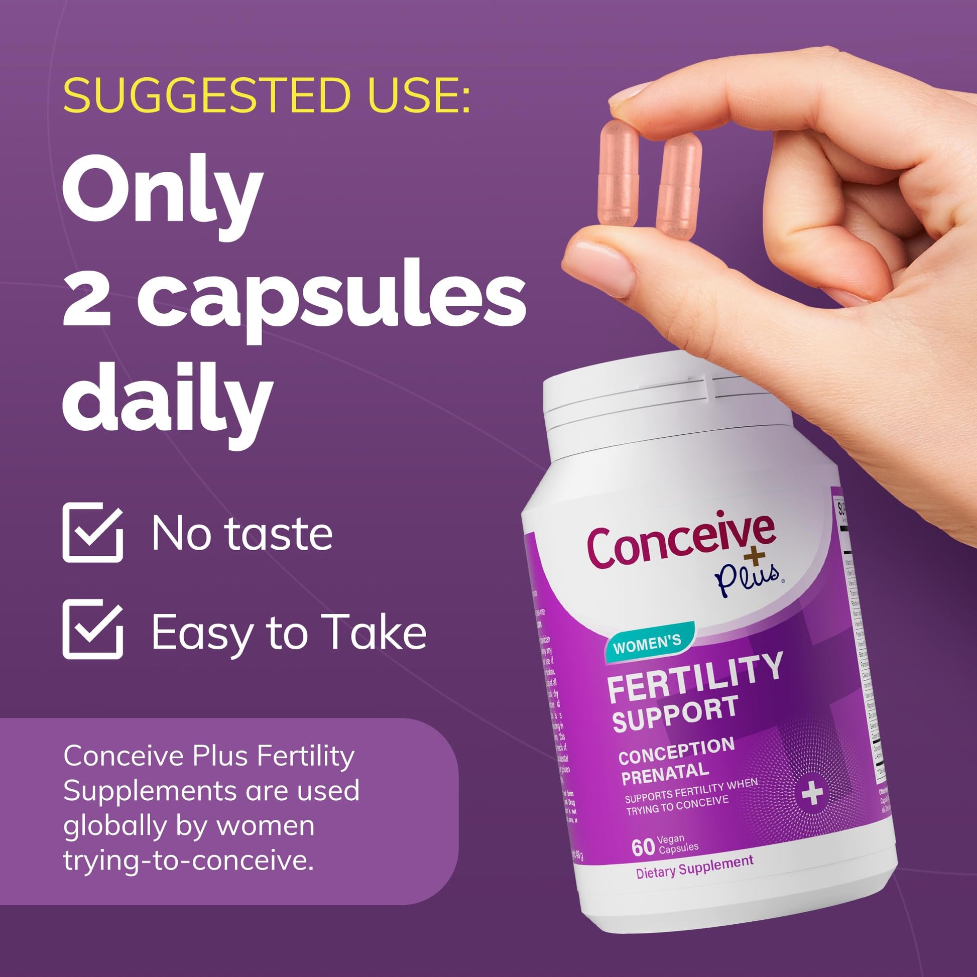 CONCEIVE PLUS Womens Fertility Support – Prenatal Multivitamin for Trying to Get Pregnant – Conception Blend, Hormonal Balance, Folate, Zinc, Thiamin, Riboflavin, Biotin – Non-GMO, Vegan – 30 Days CONCEIVE PLUS uk supplements