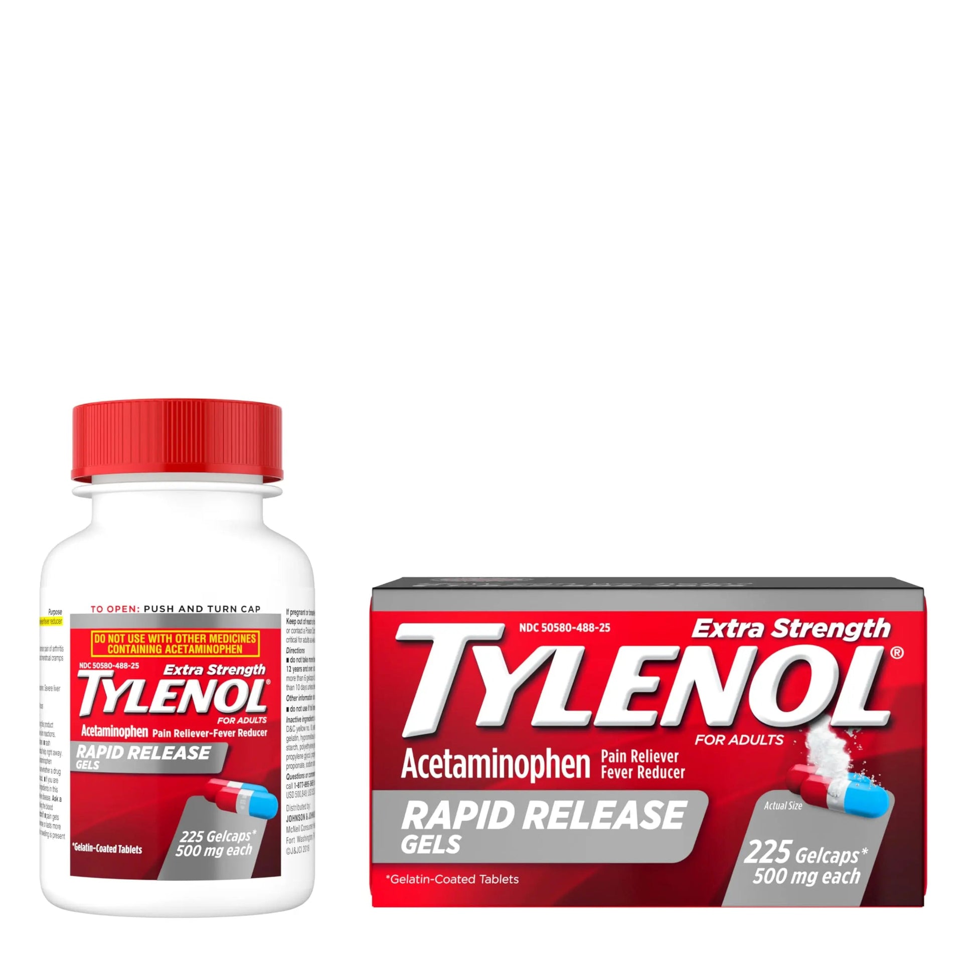 Tylenol Extra Strength Acetaminophen Rapid Release Gels, Fast, Strong Pain Relief, Fever Reducer Medicine, 500 mg Gelcaps with Laser‑Drilled Holes for Fast Release, Value Size, 225 Count Tylenol uk supplements
