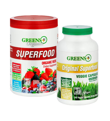 Greens+ Organic Reds Superfood Powder Organic Super Veggie Capsules Greens+ uk supplements