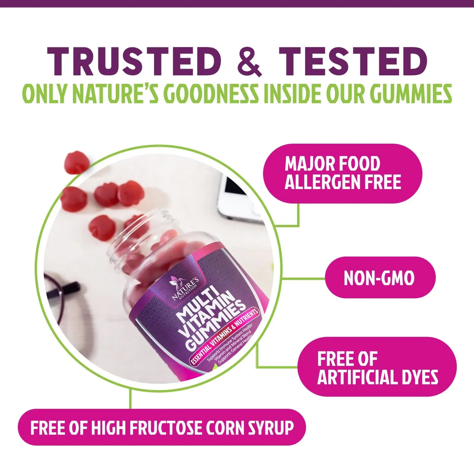 Multivitamin Gummies for Adult with Vitamins A, C, D, B12 - Gummy Multivitamins for Daily Nutritional Support Nature's Nutrition uk supplements