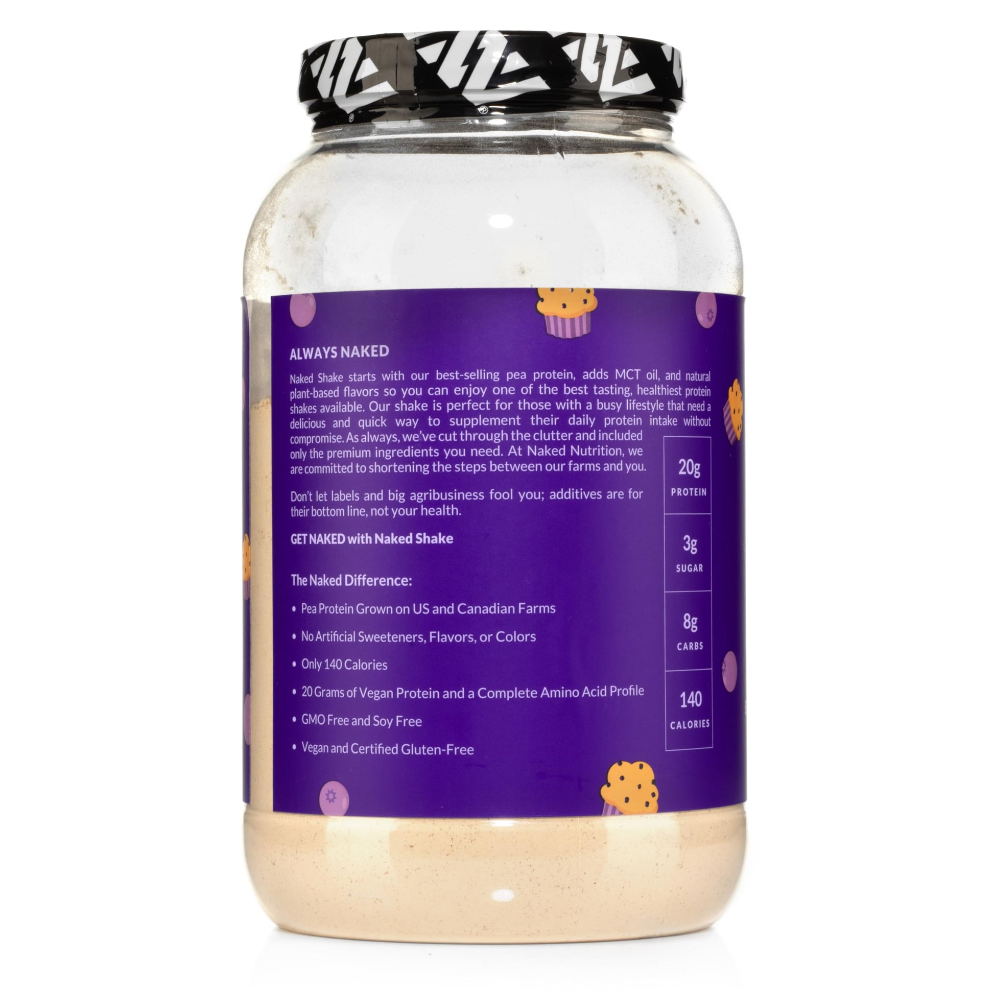 Naked Shake - Blueberry Muffin Protein Powder - Flavored Plant Based Protein Naked Nutrition uk supplements