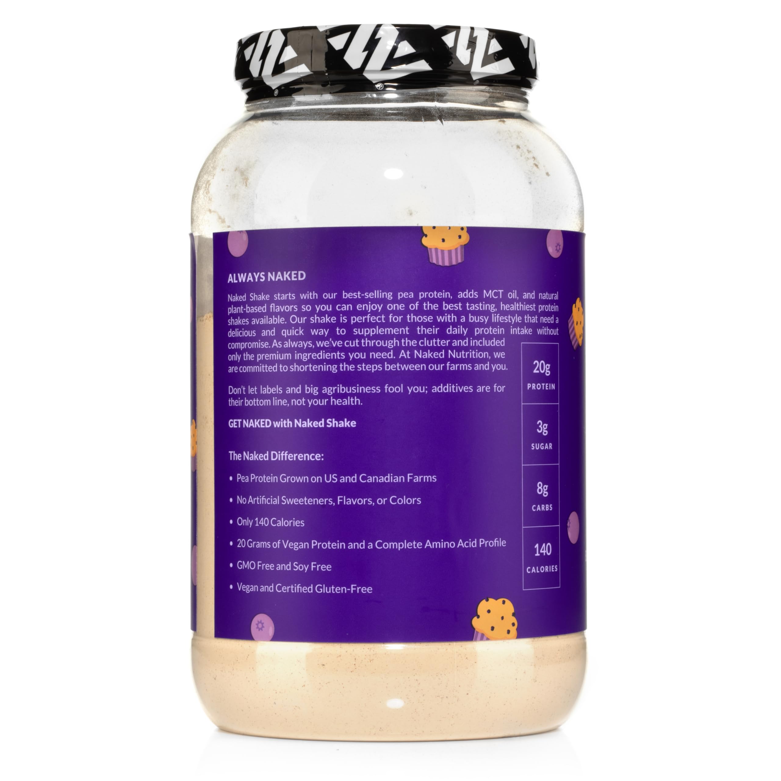 Naked Shake - Blueberry Muffin Protein Powder - Flavored Plant Based Protein Naked Nutrition uk supplements