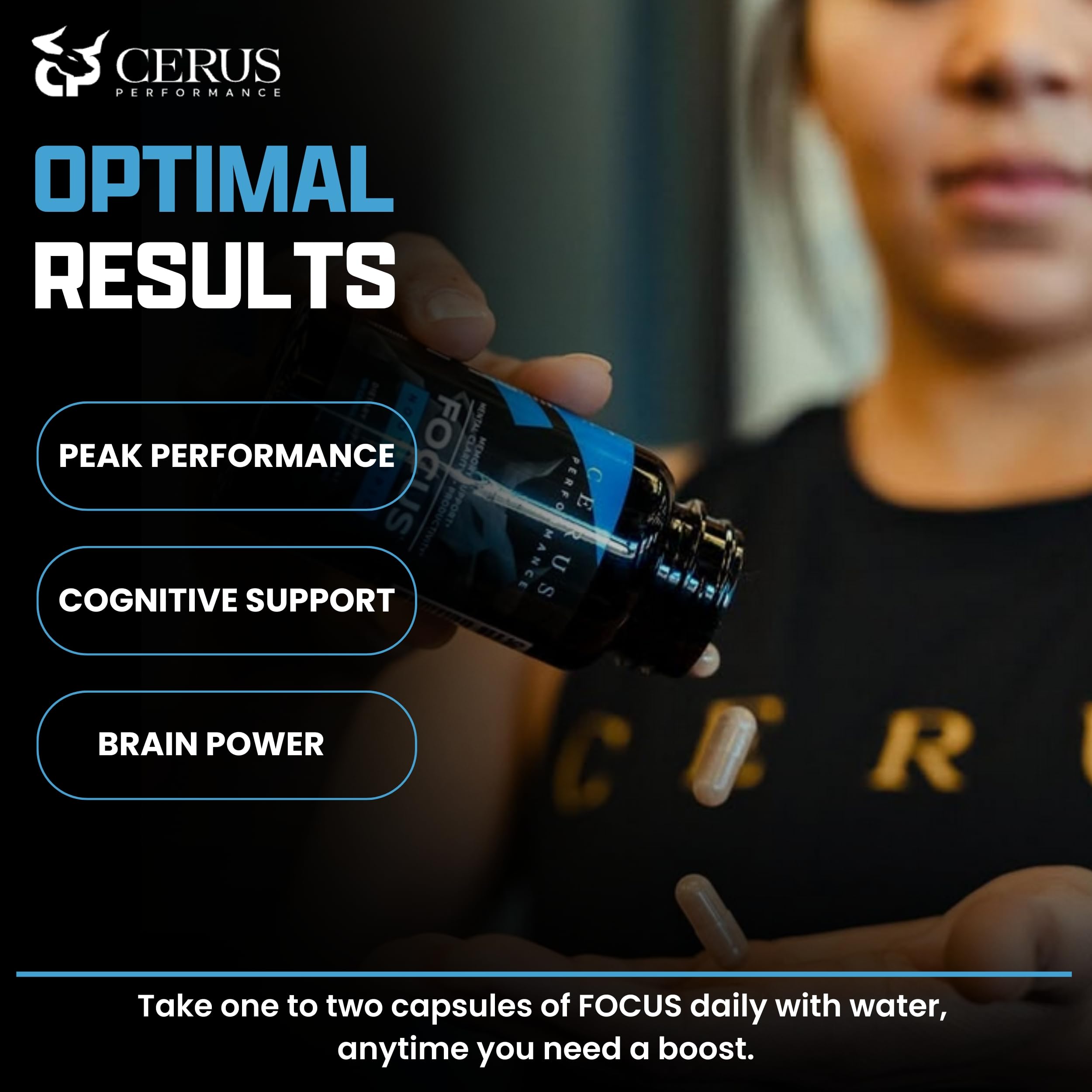 Cerus Performance Focus Nootropic Supplement - Enhances Mental Clarity, Boosts Memory & Cognitive Function, Improves Alertness - Ideal for Athletes & Fitness Enthusiasts - 60 Capsules Cerus uk supplements
