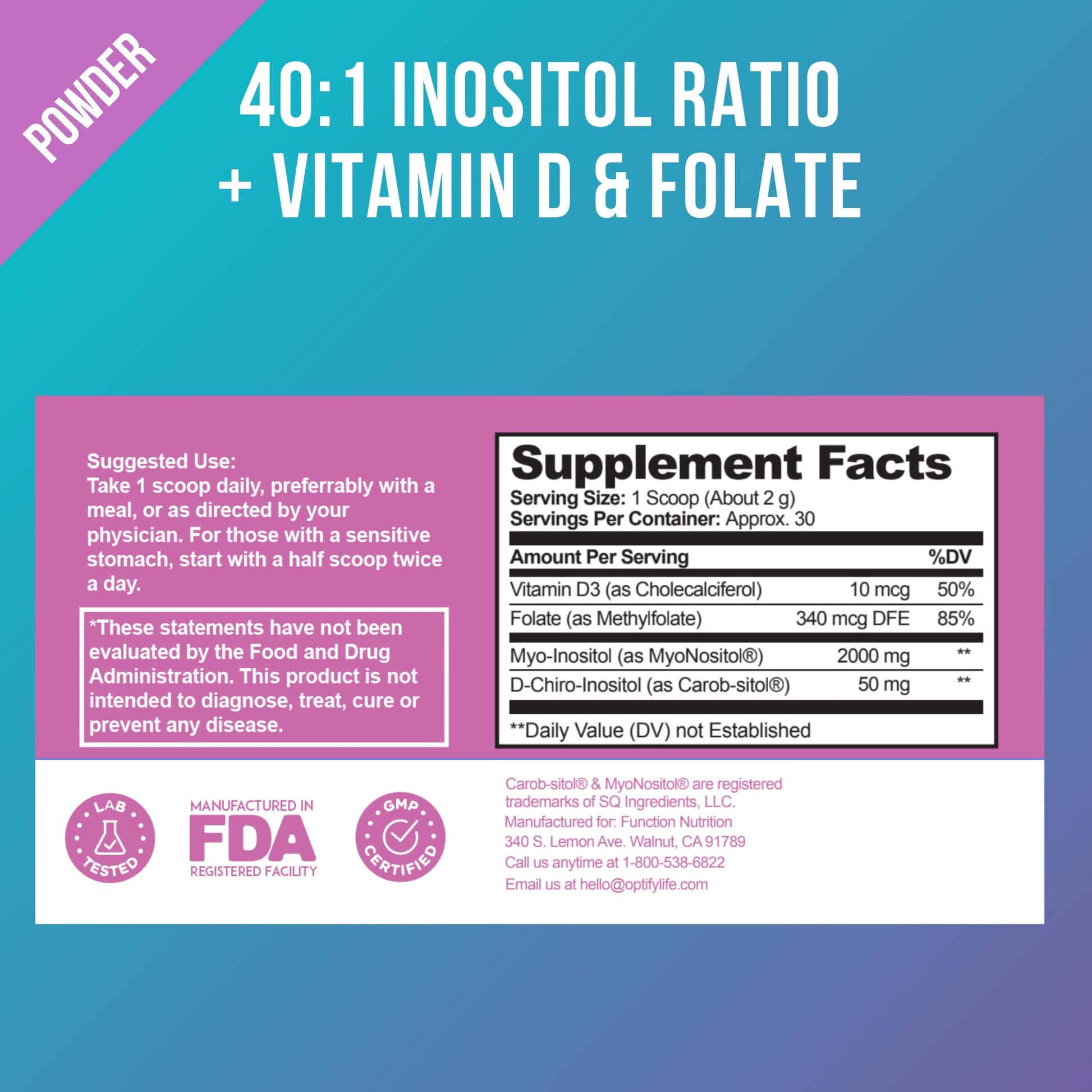 Premium Inositol Supplement Bundle - Myo-Inositol and D-Chiro Inositol Plus Folate Optify uk supplements