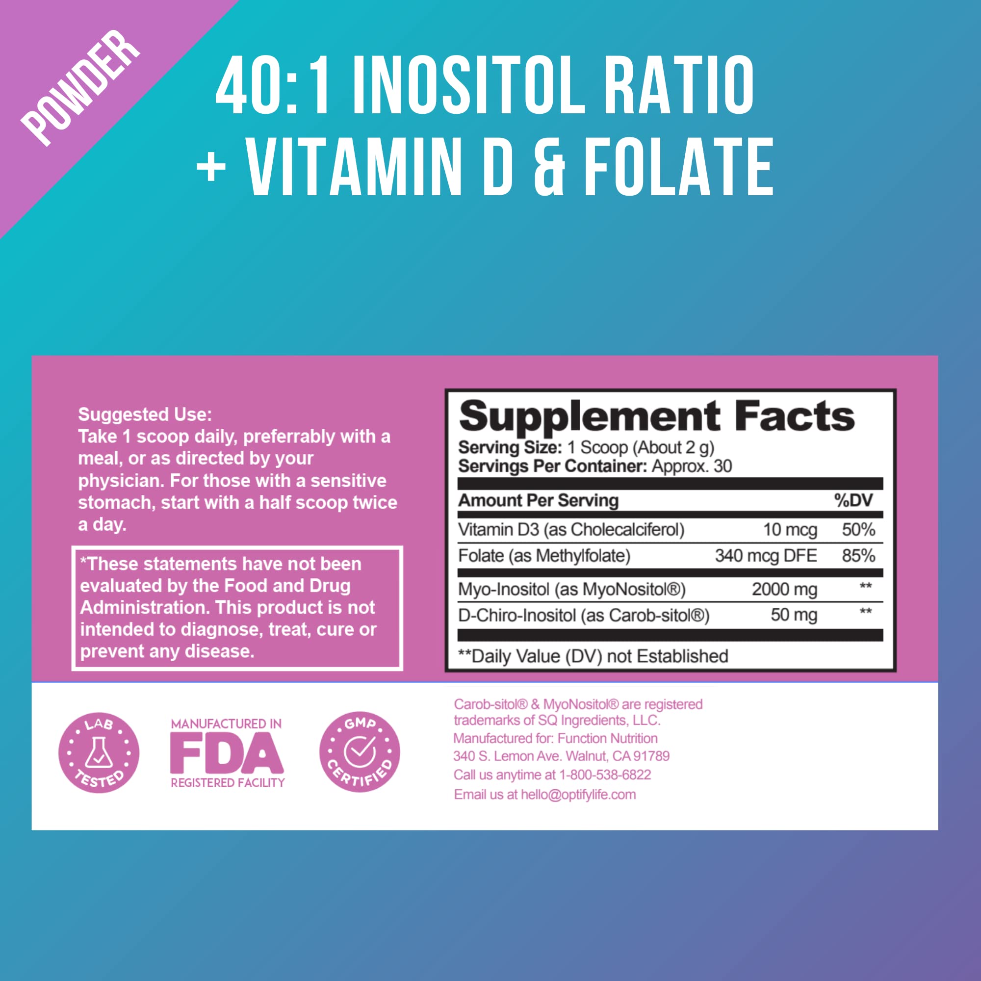 Premium Inositol Supplement Bundle - Myo-Inositol and D-Chiro Inositol Plus Folate Optify uk supplements