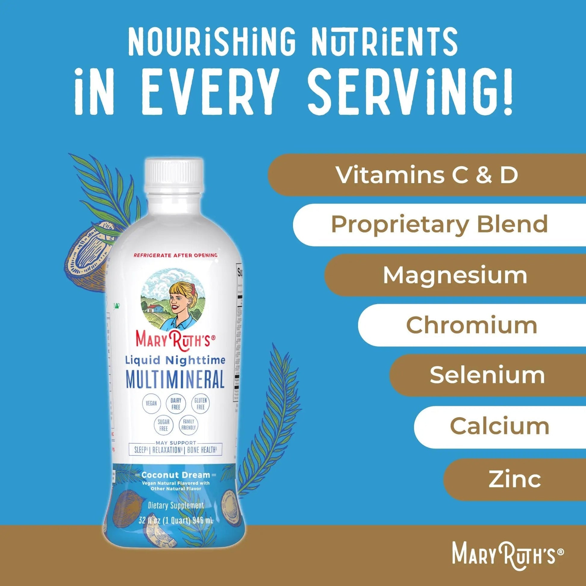 MaryRuth's Multivitamin Gummies for Women (Strawberry) & Liquid Nighttime Multimineral (Coconut, 32oz) | Clean Label Project Verified MARYRUTH'S uk supplements