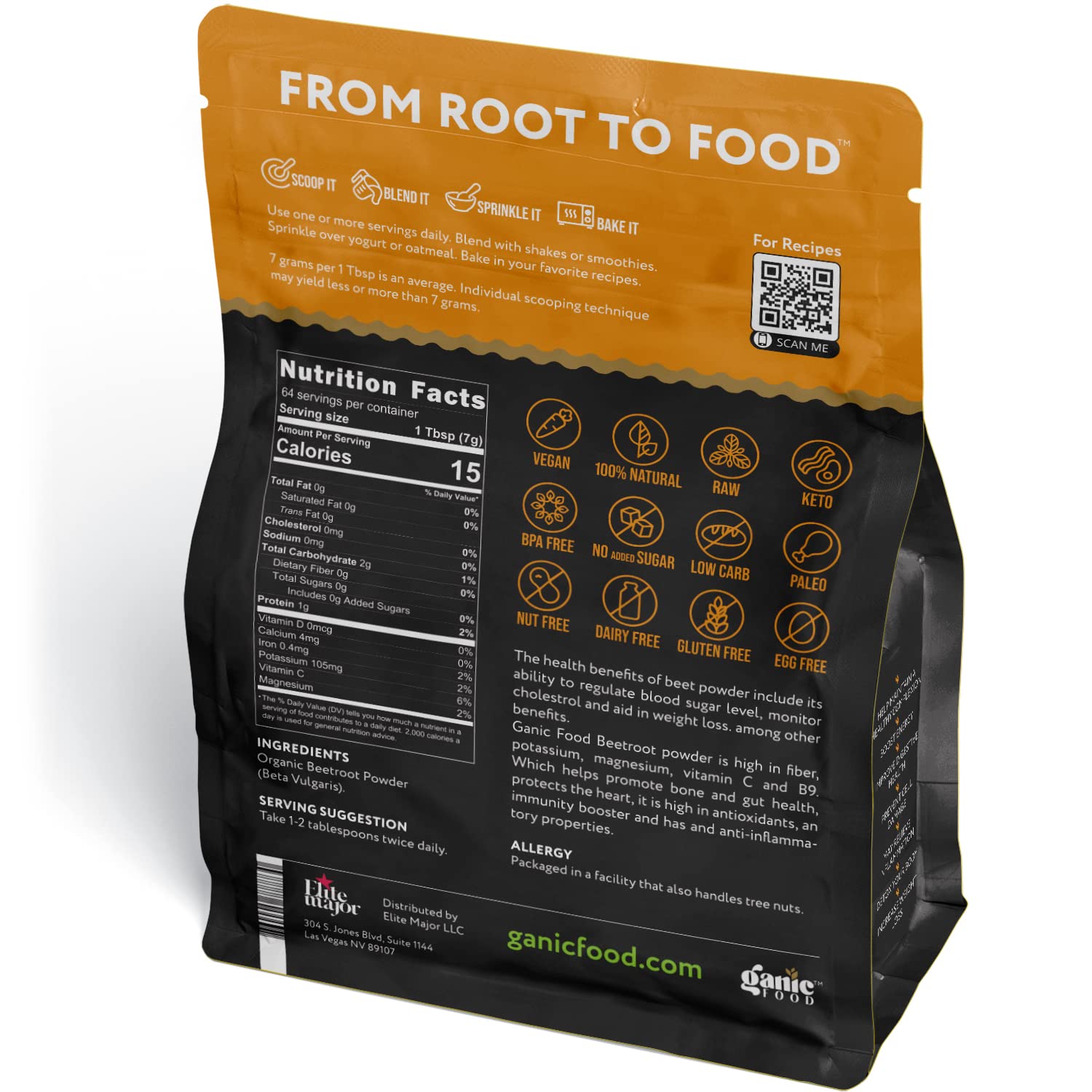 Ganic Food Organic Beetroot Powder, 16 Ounces Ganic Food uk supplements