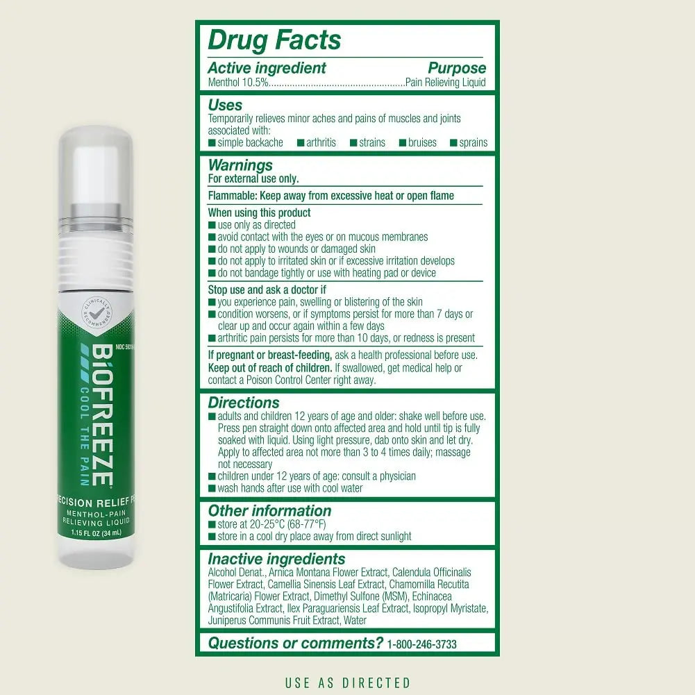 Biofreeze Precision Pain Relief Pen, Arthritis Pain Reliever, Mess-Free Cooling Joint Pain Relief, Menthol Pain Relief Liquid 1.15 Fl Oz Biofreeze uk supplements