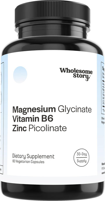 Zinc Picolinate, Magnesium Glycinate Supplements with P5P Vitamin B6 | Magnesium and Zinc Vitamin | Reproductive & Fertility Health, Hormone Balance, Immune System Support | 30 Day Supply Wholesome Story uk supplements