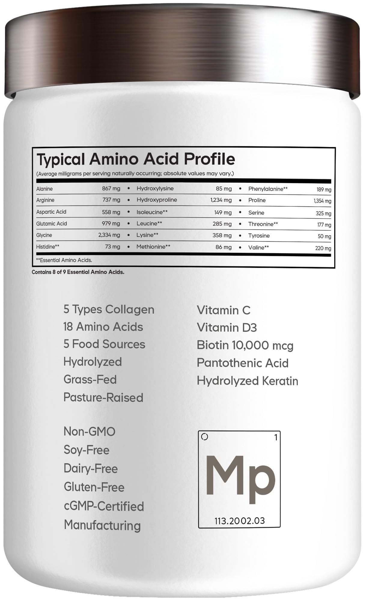 Codeage Multi Collagen for Women & Men Biotin 10000mcg Keratin, Protein Powder Vitamin C B6 D3, Hyaluronic Acid, Niacin - Hydrolyzed Collagen Coffee Creamer 5 Types - Unflavored - Non-GMO - 11.5oz Codeage uk supplements