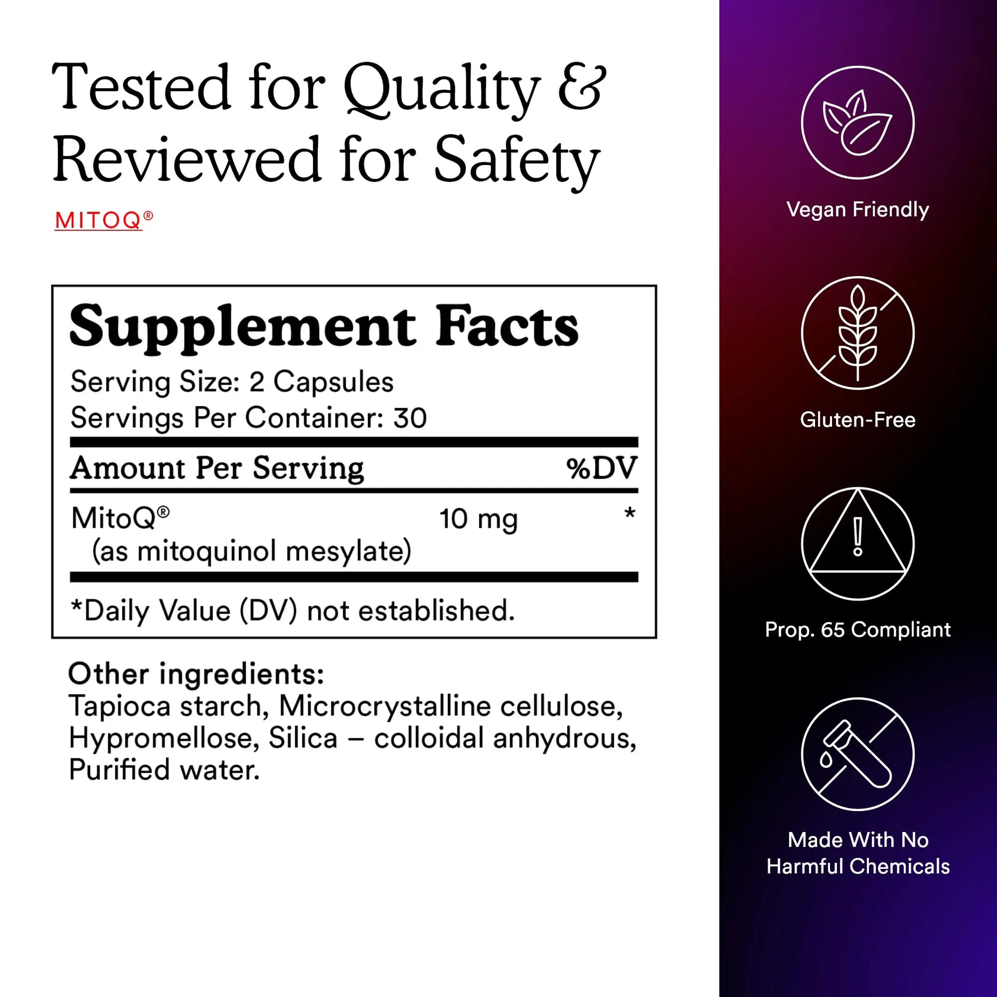 MitoQ Pure Advanced Mitochondria Supplement Superior Bioavailability to CoQ10 | Reduces Free Radical Damage for Healthy Aging, Metabolism, Heart Health, Energy, Strength & Mobility MitoQ uk supplements