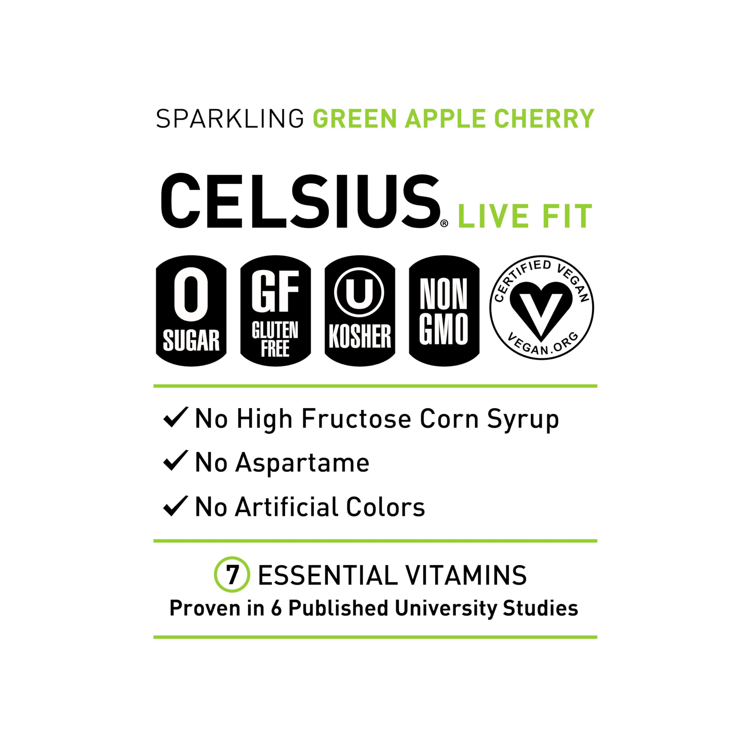 CELSIUS Sparkling Green Apple Cherry, Functional Essential Energy Drink, 12 Fl Oz CELSIUS uk supplements