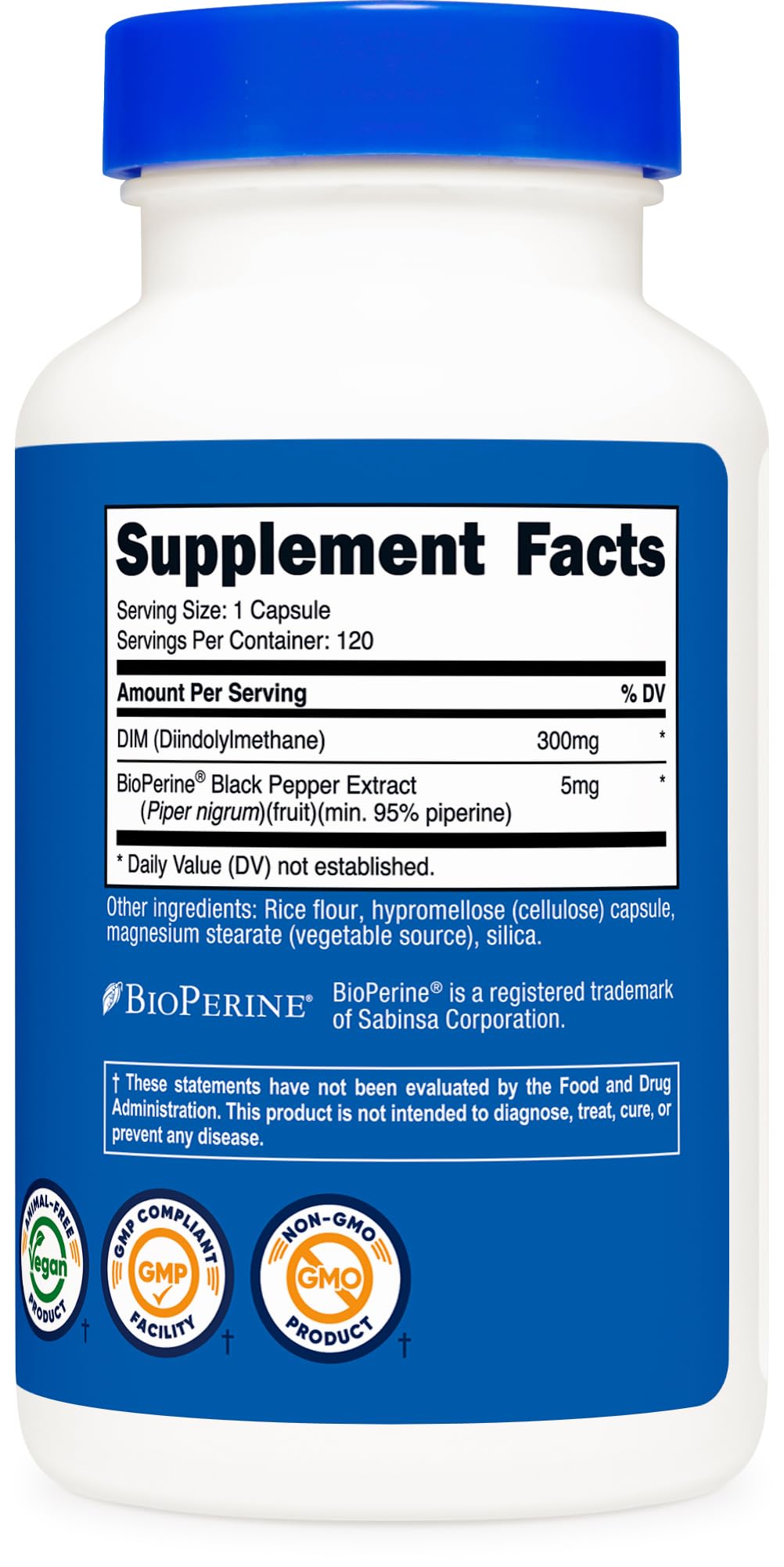 Nutricost DIM (Diindolylmethane) Plus BioPerine 300mg, 120 Vegetarian Capsules - Up to 4 Month Supply, Max Strength DIM Supplement Nutricost uk supplements