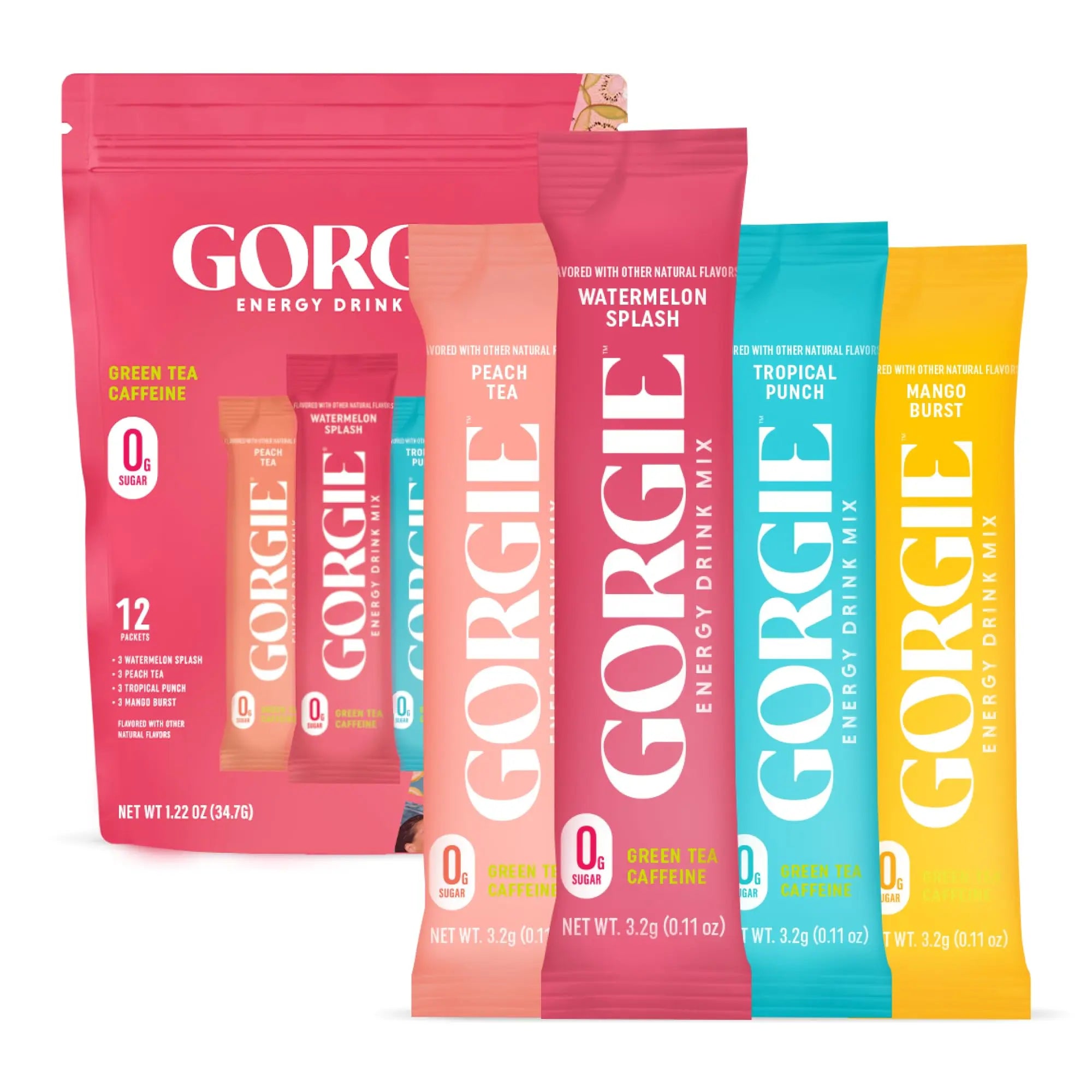 GORGIE Bestsellers Variety, Sugar-Free Natural Energy Drink Mix, On the Go Powder, Healthy Energy Drinks - Green Tea Caffeine, Biotin, B Vitamins -150mg Caffeine, L-Theanine, Vegan, & Low Calorie (Pack of 12) GORGIE uk supplements