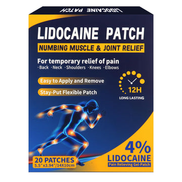 AROSLU Lidocaine Pain Relief Patches Maximum Strength Numbing Gel Patch for Back Knee Neck Shulder Joint Ache Muscle Soreness ICY Compress Topical 20-PCS AROSLU uk supplements
