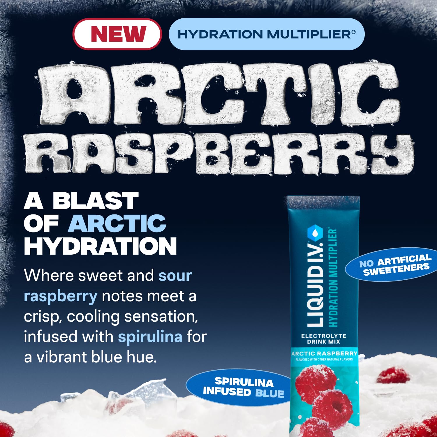 Liquid I.V.® Hydration Multiplier - Arctic Raspberry | Electrolyte Powder Drink Mix | 1 Pack (16 Servings) Liquid I.V. uk supplements