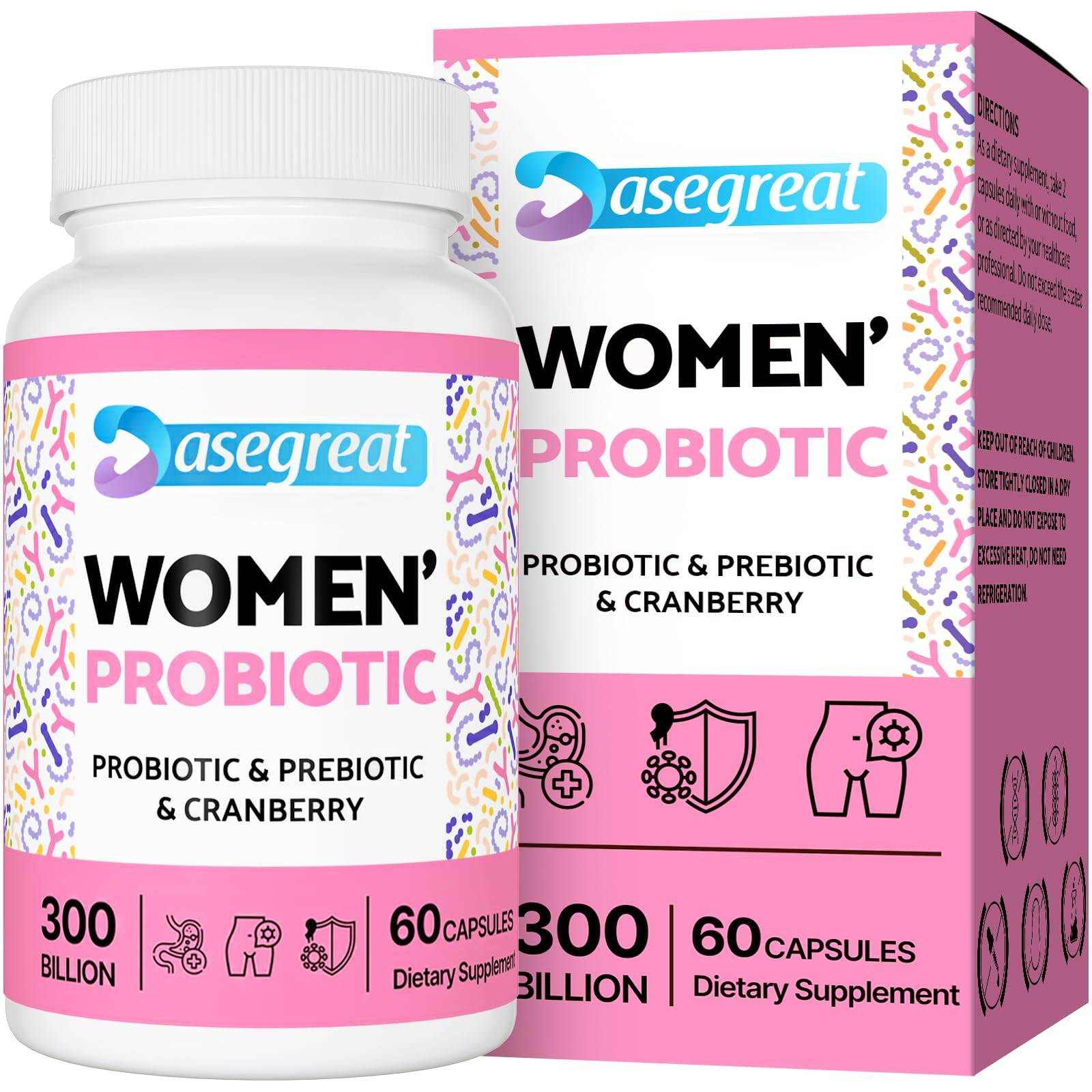 300 Billion CFUs Probiotics for Women,12 Strains Probiotics with Prebiotic Cranberry Heafetine uk supplements