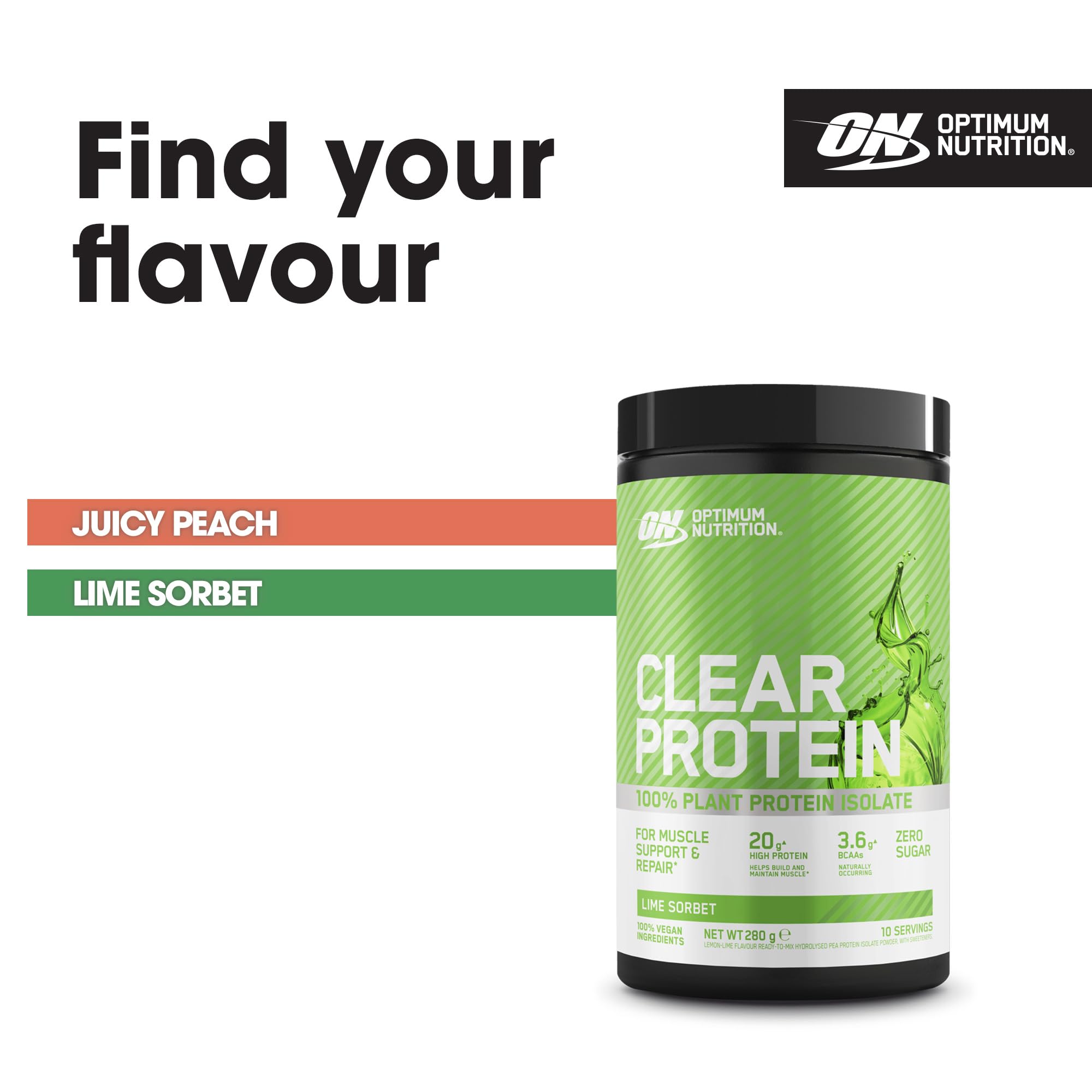 Optimum Nutrition Clear Protein 100% Plant Protein Isolate, Lime Sorbet Optimum Nutrition uk supplements