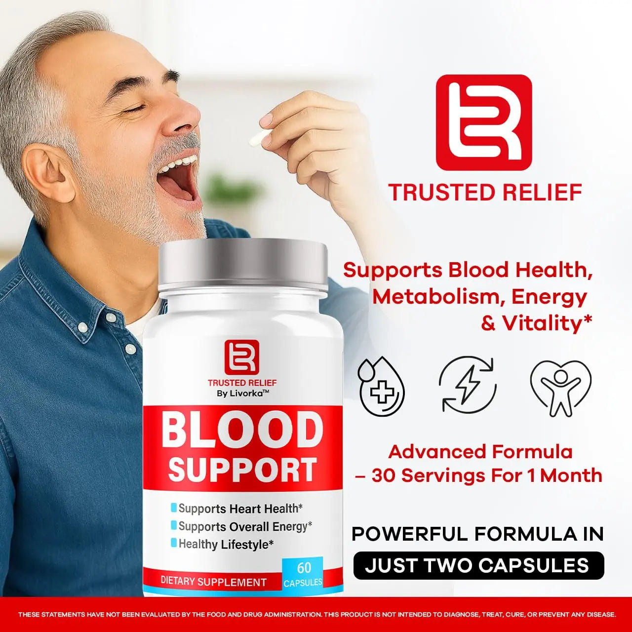 Trusted Relief Blood Support Capsules - Official TrustedRelief Blood Support Vitamin Pills, Natural Trusted Relief Advanced Premium Formula Wellness & Overal Health, 60 Capsules for 1 Month LIVORKA uk supplements