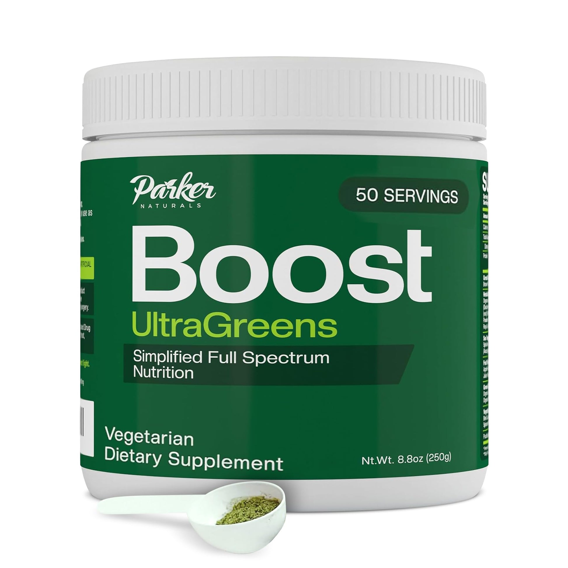 Boost UltraGreens Super Greens Powder - Organic Spirulina, Grasses & Antioxidants | Premium Superfood for Daily Energy | Detox & Whole-Body Wellness - 50 Servings Parker Naturals uk supplements