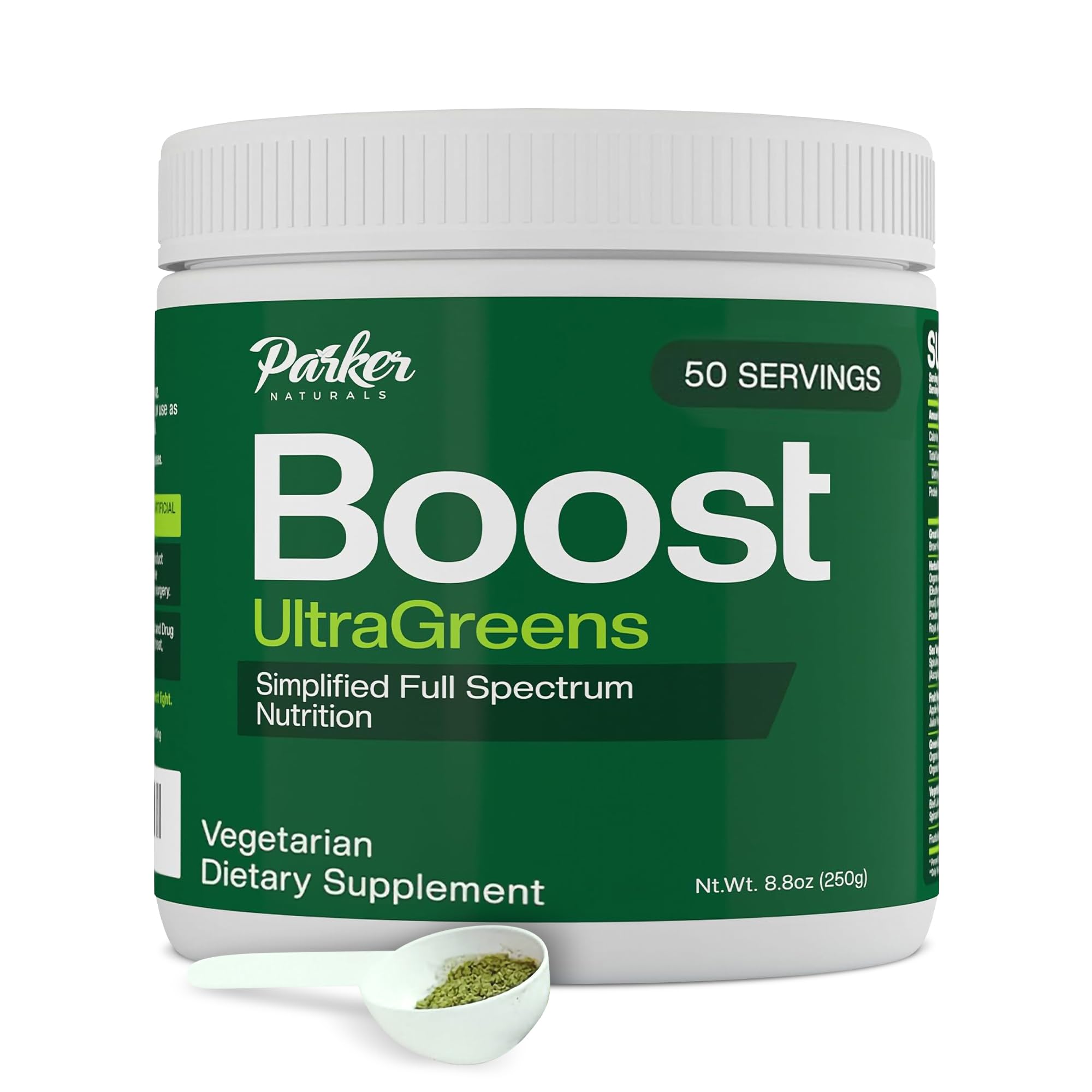 Boost UltraGreens Super Greens Powder - Organic Spirulina, Grasses & Antioxidants | Premium Superfood for Daily Energy | Detox & Whole-Body Wellness - 50 Servings Parker Naturals uk supplements