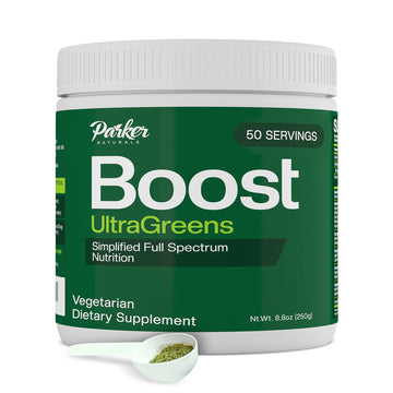 Boost UltraGreens Super Greens Powder - Organic Spirulina, Grasses & Antioxidants | Premium Superfood for Daily Energy | Detox & Whole-Body Wellness - 50 Servings Parker Naturals uk supplements
