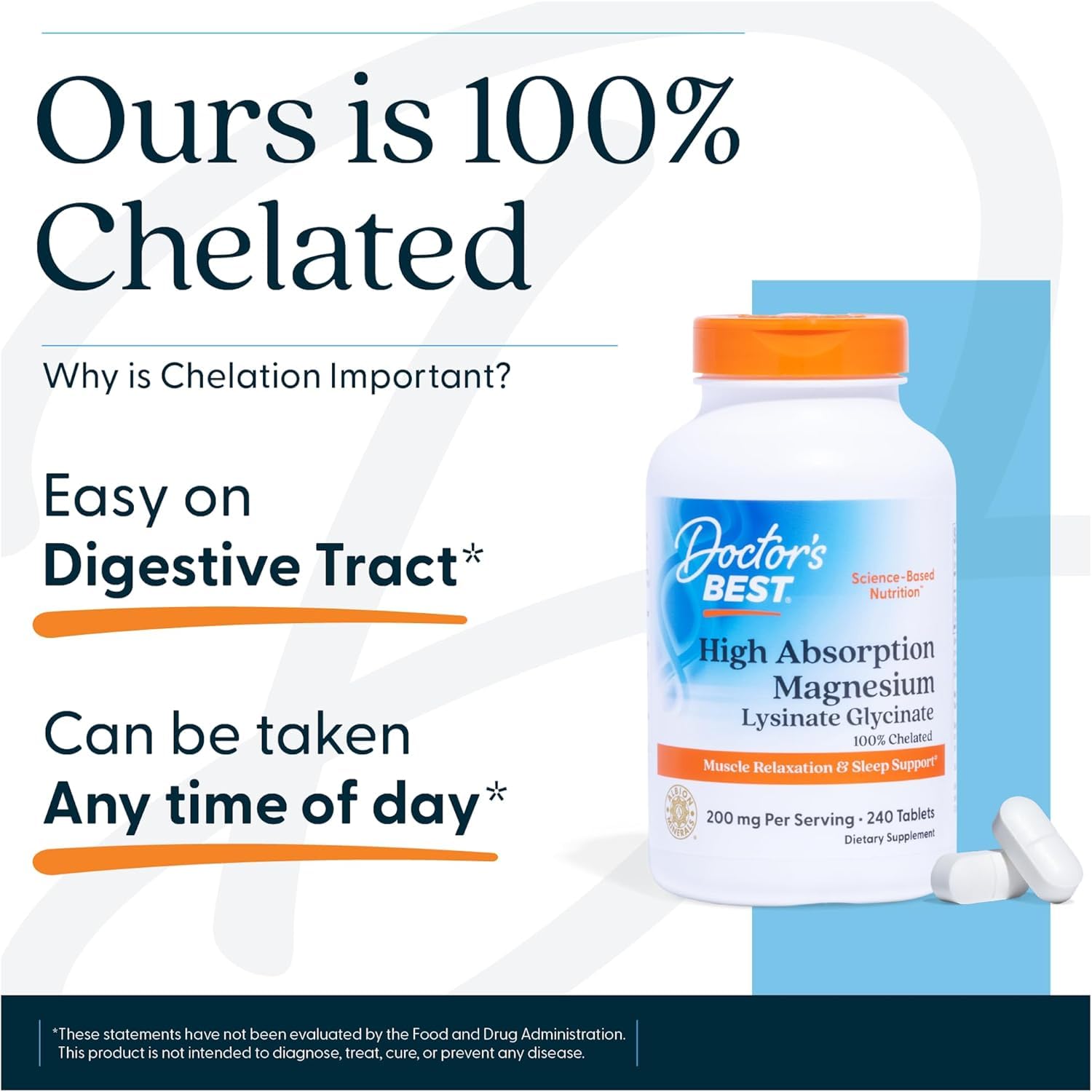 Doctor's Best High Absorption Magnesium Glycinate Lysinate Supplement for Sleep Support - Chelated Magnesium Tablets for Women & Men, 200mg per Serving, Supports Calm & Relaxation, Vegan - 120 Count Doctor's BEST uk supplements