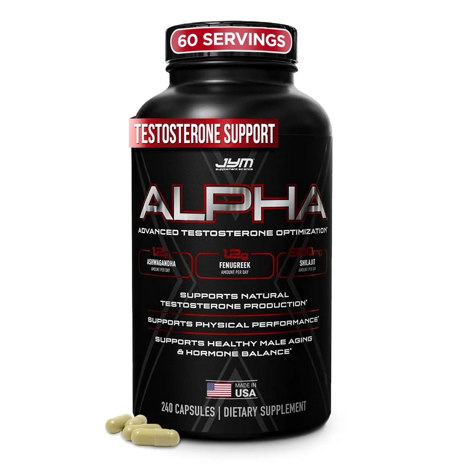 Alpha JYM X Advanced Booster - Vitality, Optimization, , Ashwagandha, Boron, , Fenugreek, Eurycoma, Damiana, Quercetin, DIM, JYM Supplemental Science (240 Capsules) JYM Supplement Science uk supplements