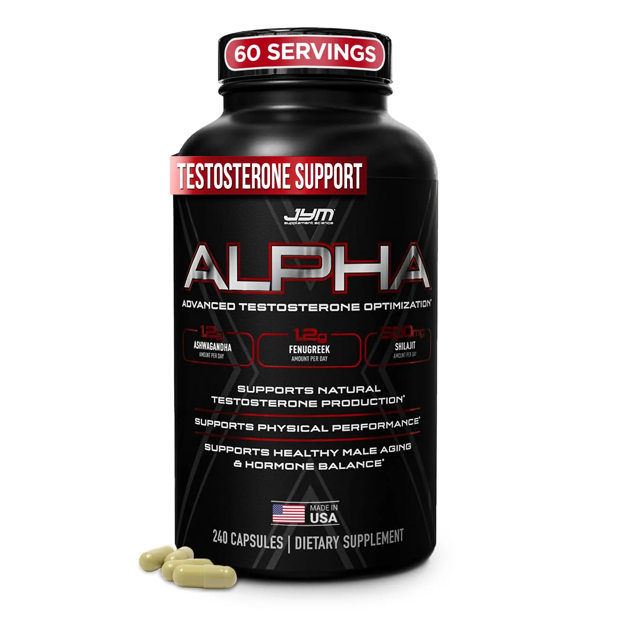 Alpha JYM X Advanced Booster - Vitality, Optimization, , Ashwagandha, Boron, , Fenugreek, Eurycoma, Damiana, Quercetin, DIM, JYM Supplemental Science (240 Capsules) JYM Supplement Science uk supplements