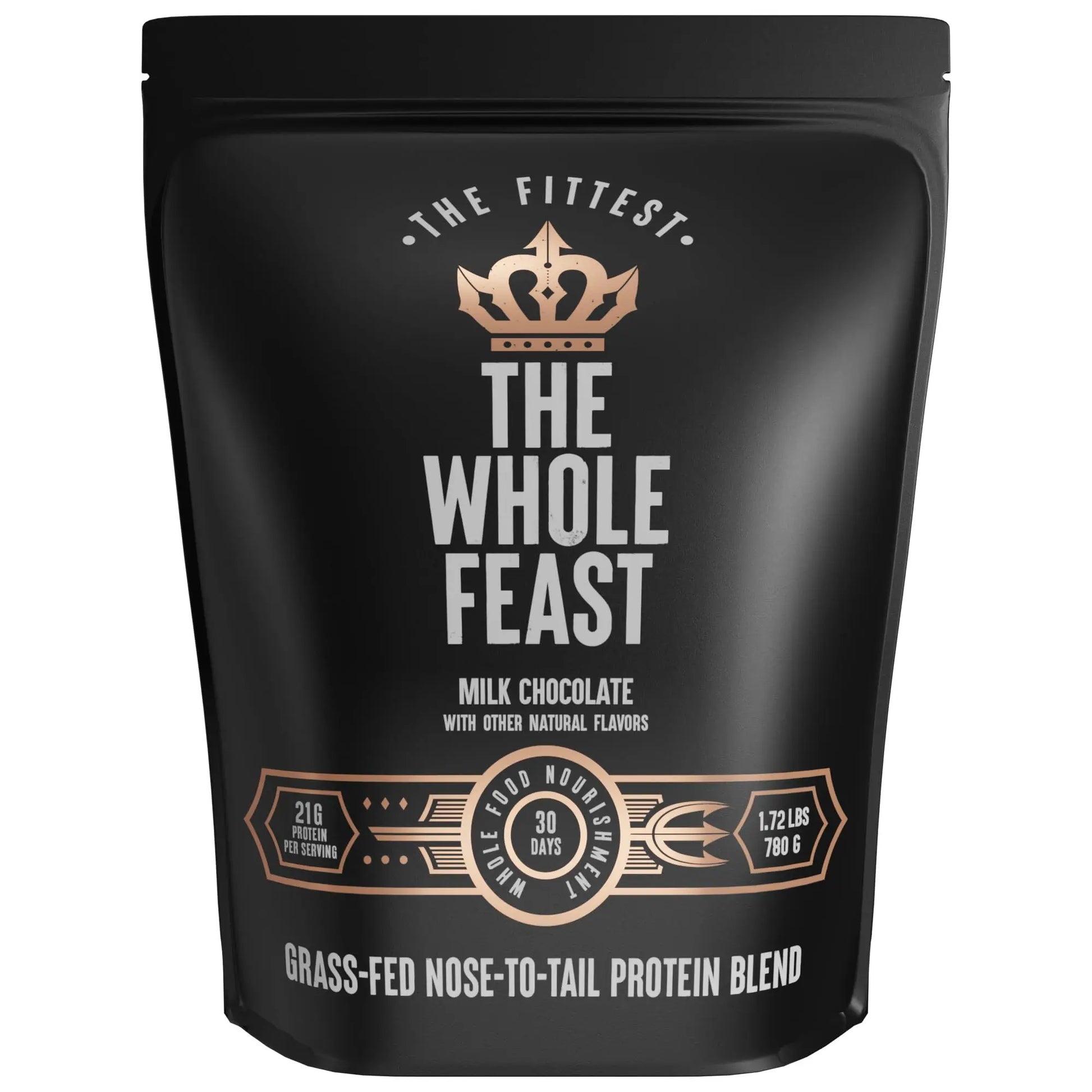 The Fittest Whole Feast Beef Protein Powder - Milk Chocolate - Grass Fed Nose to Tail Carnivore Blend Including Liver, Colostrum and Whole Bone - BCAAs - 14g Collagen, 21g Total Protein The Fittest Ever uk supplements