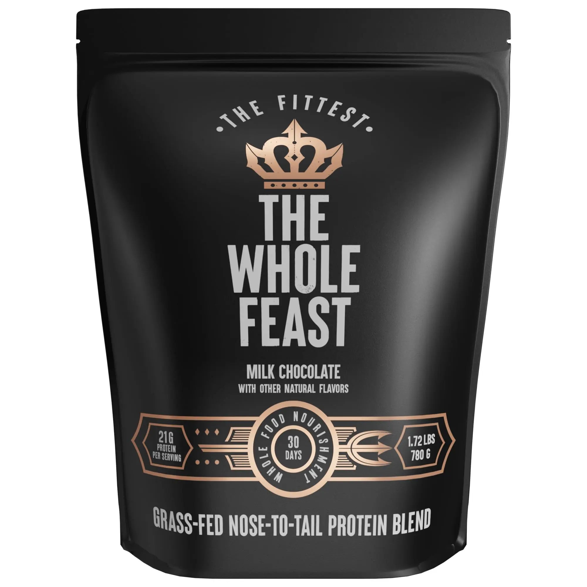 The Fittest Whole Feast Beef Protein Powder - Milk Chocolate - Grass Fed Nose to Tail Carnivore Blend Including Liver, Colostrum and Whole Bone - BCAAs - 14g Collagen, 21g Total Protein The Fittest Ever uk supplements