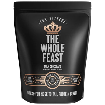 The Fittest Whole Feast Beef Protein Powder - Milk Chocolate - Grass Fed Nose to Tail Carnivore Blend Including Liver, Colostrum and Whole Bone - BCAAs - 14g Collagen, 21g Total Protein The Fittest Ever uk supplements