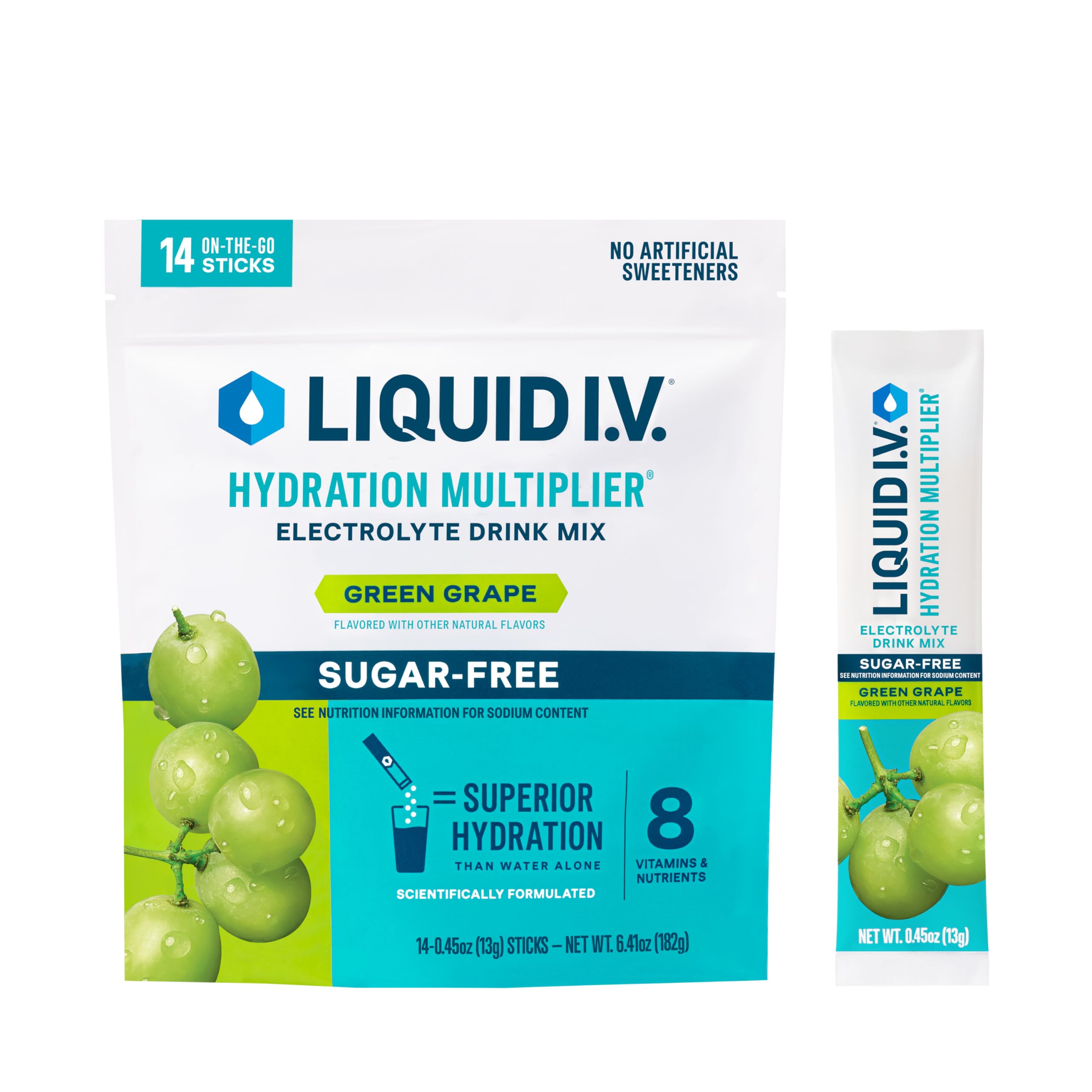 Liquid I.V.® Hydration Multiplier Sugar-Free - Green Grape | Electrolyte Powder Drink Mix | 1 Pack (14 Servings) Liquid I.V. uk supplements