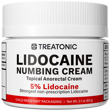 5% Lidocaine Topical Numbing Cream: Maximum Strength Topical Anesthetic Numb Cream for Pain Relief, Itching, Burning, Soreness, Hemorrhoid - Fast Acting & Long Lasting Numbing Formulation - 2.1 oz Treatonic uk supplements