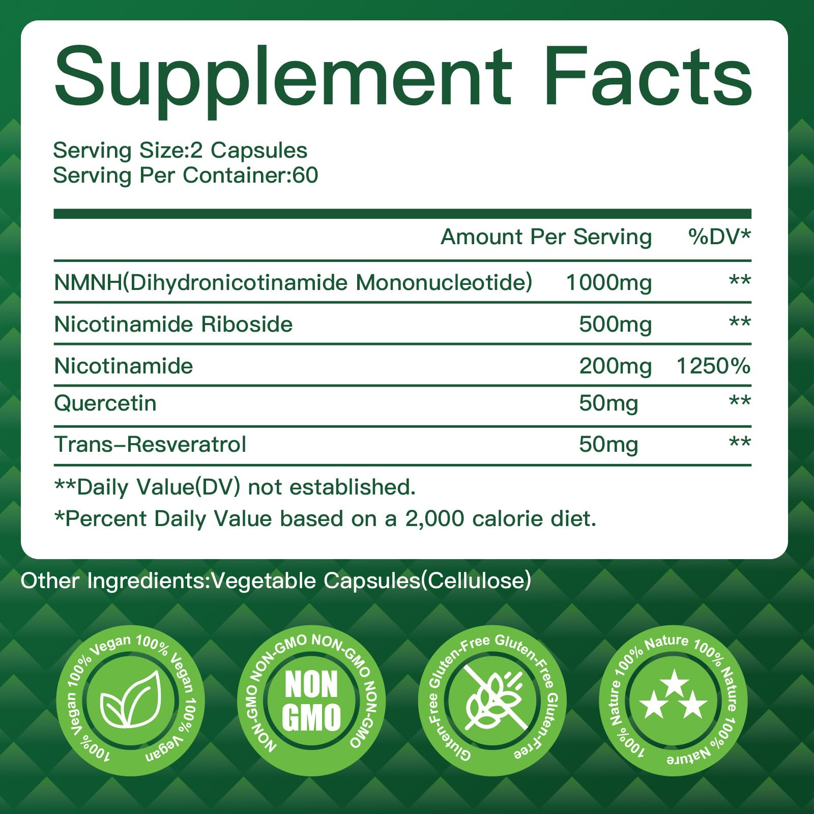 NMNH(Dihydronicotinamide Mononucleotide),NMNH Supplement 1000mg Pure Nicotinamide Mononucleotide,NAD High Purity Supplement Alternative,for Energy,Focus,Non-GMO, Gluten Free,120 Capsules VPKIN uk supplements