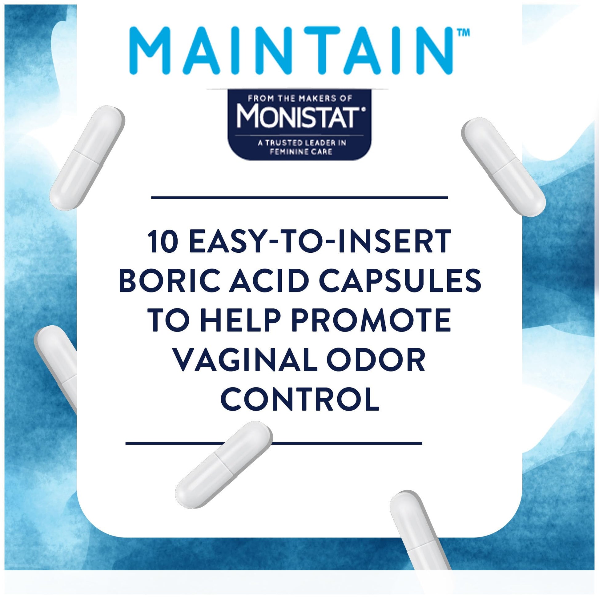 Monistat Maintain Boric Acid Odor Control Kit, 10 Feminine Wipes & 10 Boric Acid Suppositories for Women, Fragrance-Free and Non-Irritating pH Balanced Formulas to Control Vaginal Odor Monistat uk supplements