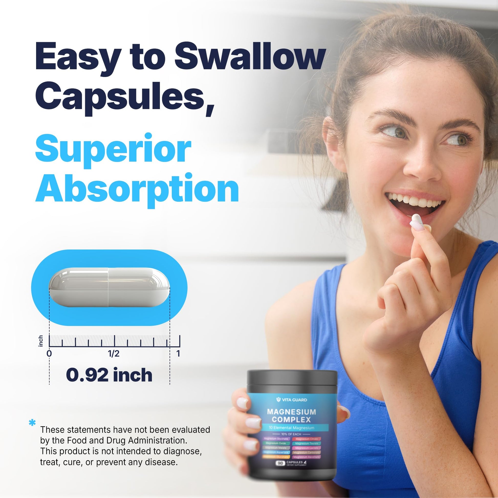 Vita Guard Magnesium Complex 1480mg – 10-in-1 with Glycinate, Citrate, Malate & More – High Absorption – Sleep, Muscle, Nerve & Heart Support – 90 Vegan Capsules – Non-GMO, Gluten-Free, No Sugar Vita Guard uk supplements
