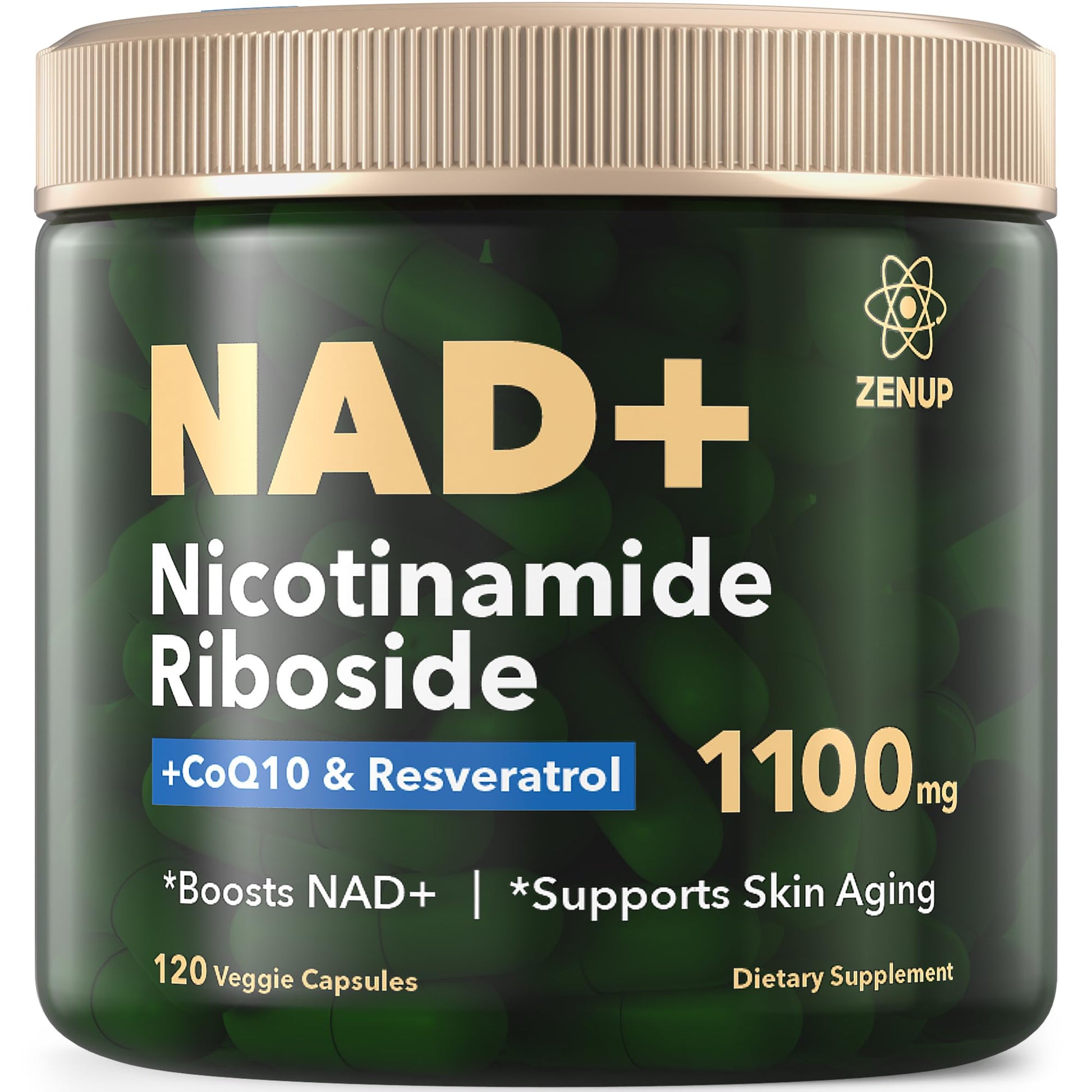 ZenUP NAD+ Supplement | 1100mg Liposomal Nicotinamide Riboside with Resveratrol & Quercetin | Anti-Aging, Cellular Energy, Mental Focus | 120 Caps ZenUP uk supplements