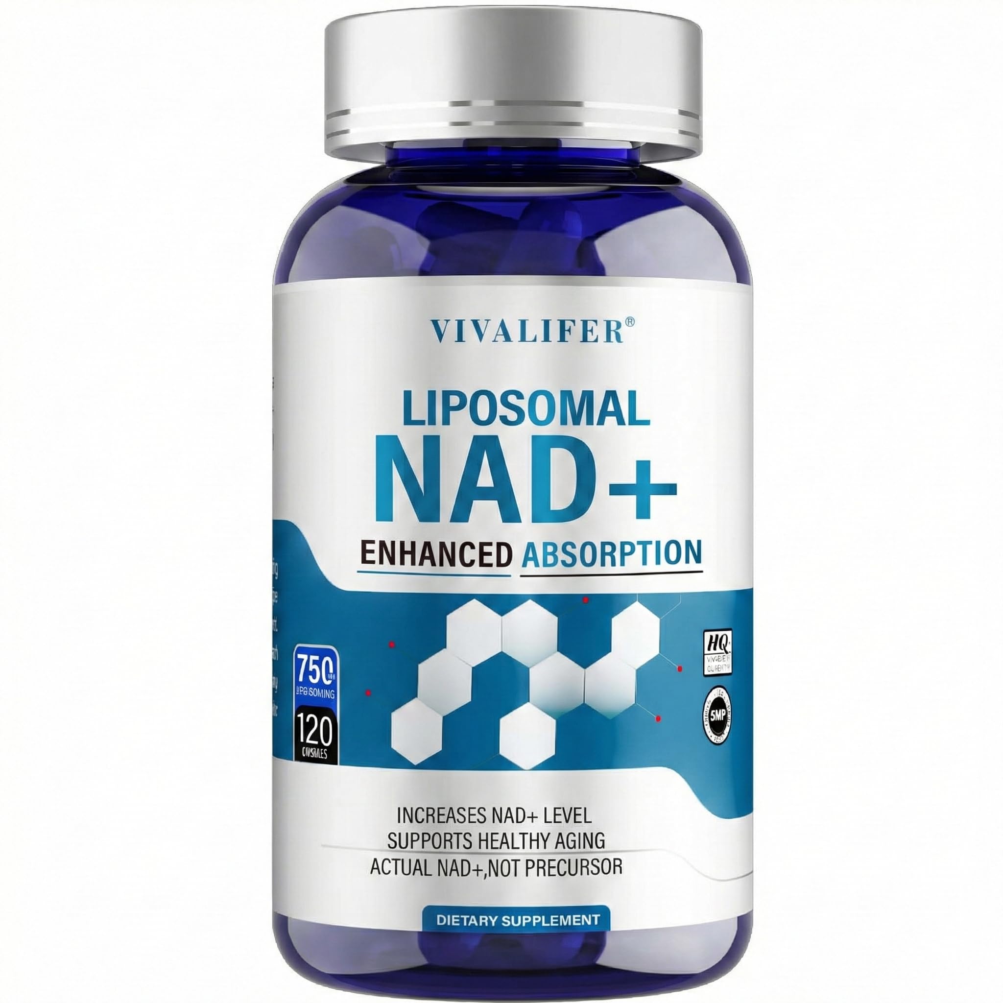 Liposomal NAD+ Supplement 750mg - 120 Capsules NMN Alternative Superior Absorption & Bioavailability -True Nicotinamide Adenine Dinucleotide for Cellular Energy, DNA Repair Support & Healthy Aging DQQI uk supplements