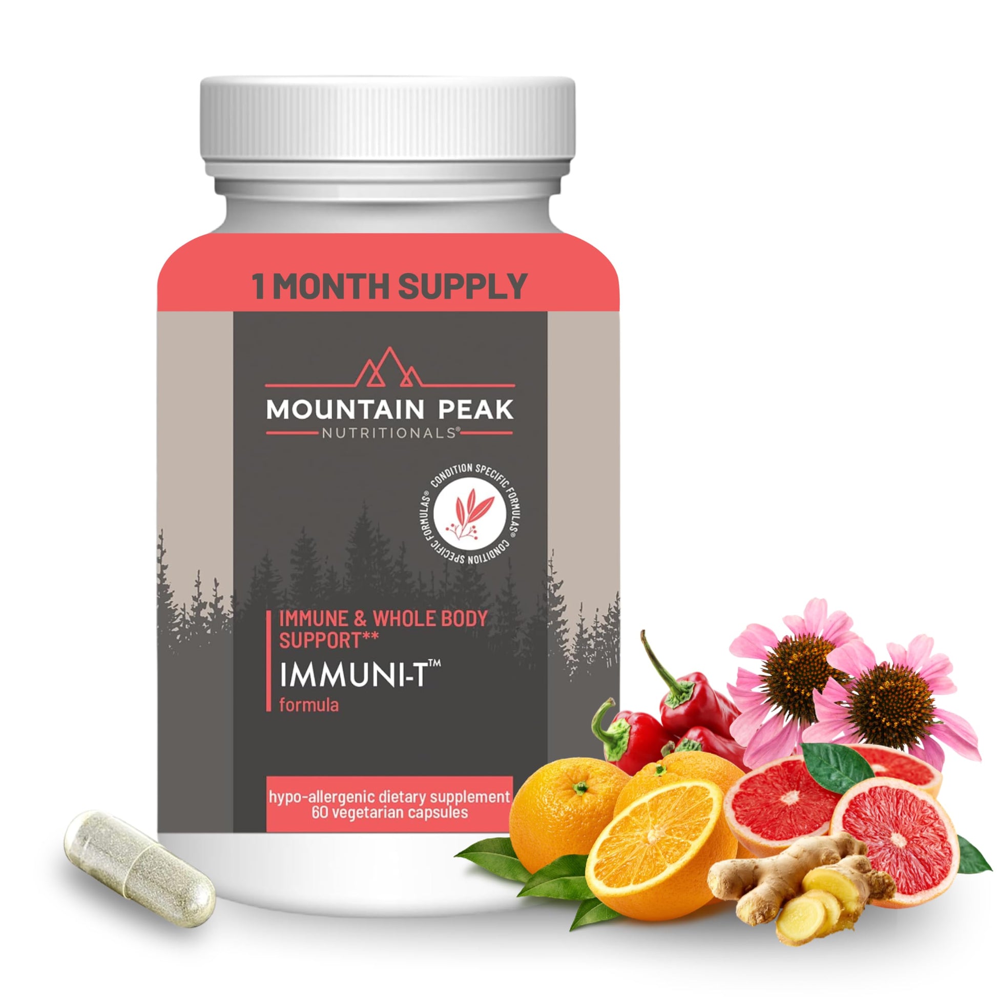Mountain Peak Nutritionals Immuni-T Advanced Immune Support Supplement - 4-in-1 Formula with Vitamin C, A, Zinc, & Mushroom Blend - Daily Wellness & Seasonal Defense (60 Vegetarian Capsules) Mountain Peak Nutritionals uk supplements