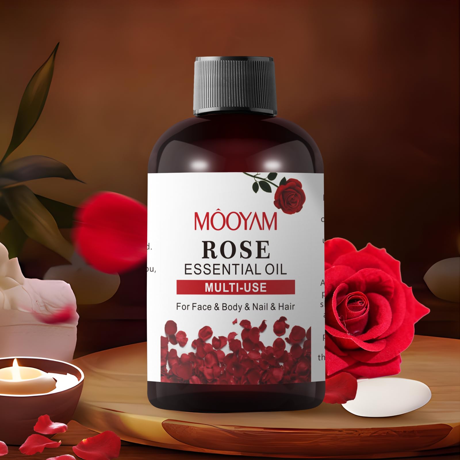 Rose Essential Oil Pure Rose Oil for Face 4OZ/118ML Organic Essential Oils for Diffuser Home Bedroom YAFUSIPE uk supplements